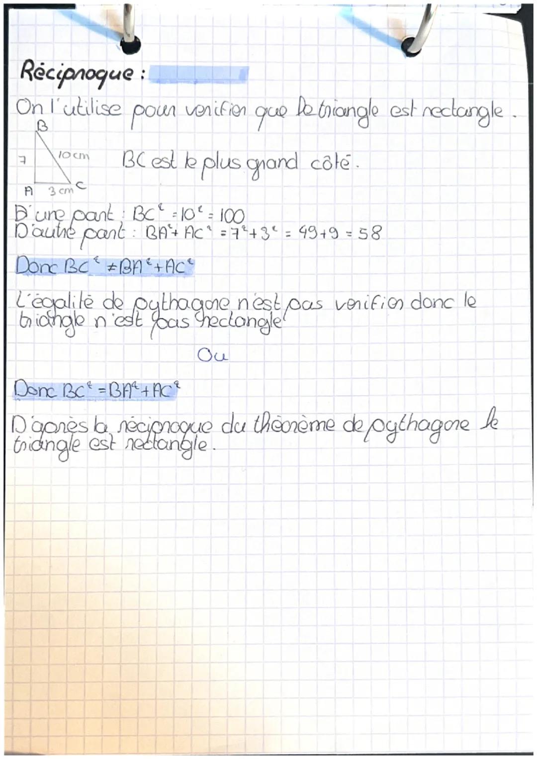 Thecrème:
on l'utilise
nectangle
CO
A
12 cm
BC² = AC² + BA²
BC² =12² +9²
BC²=144+81
Bc²= 225
BC= √225 = 15cm
pour trouver un côté d'un trian