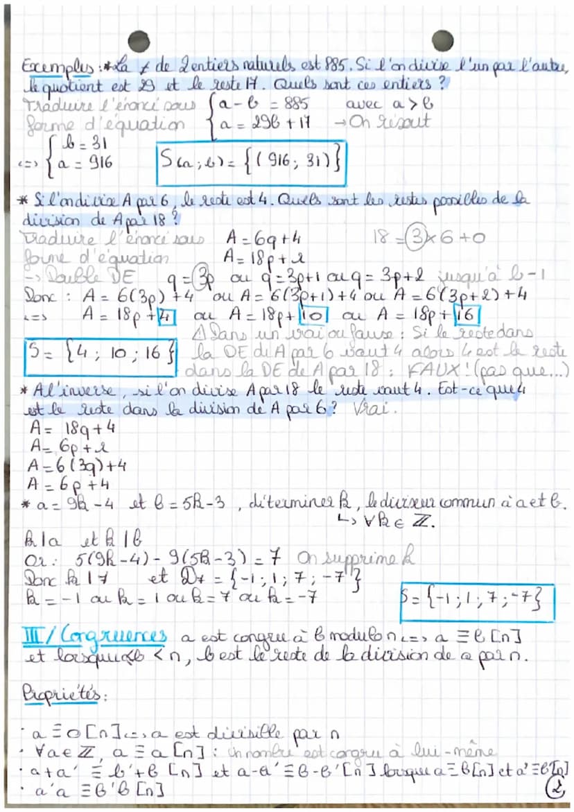 I/ Multiples et diviseurs
entiers naturels et
relatifs
Soient a et b de Z. S'il existe un entier la tel
| a = bb | alors on dit que a est un