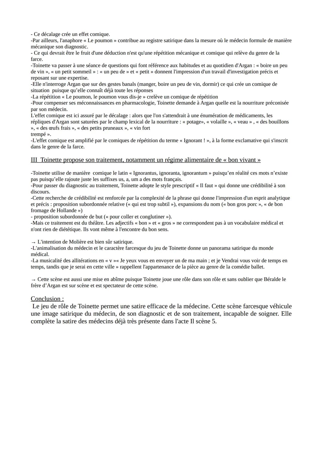 Explication de l'acte III scène 10 du Malade imaginaire
Introduction :
Molière de son vrai nom Jean-Baptiste Poquelin, est un dramaturge, co