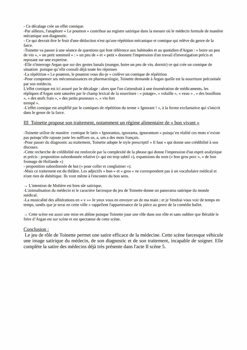 Explication de l'acte III scène 10 du Malade imaginaire
Introduction :
Molière de son vrai nom Jean-Baptiste Poquelin, est un dramaturge, co