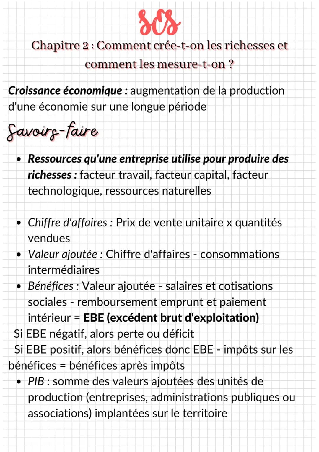 ses
Chapitre 2: Comment crée-t-on les richesses et
comment les mesure-t-on ?
Définitions
Production : activité socialement organisée qui con