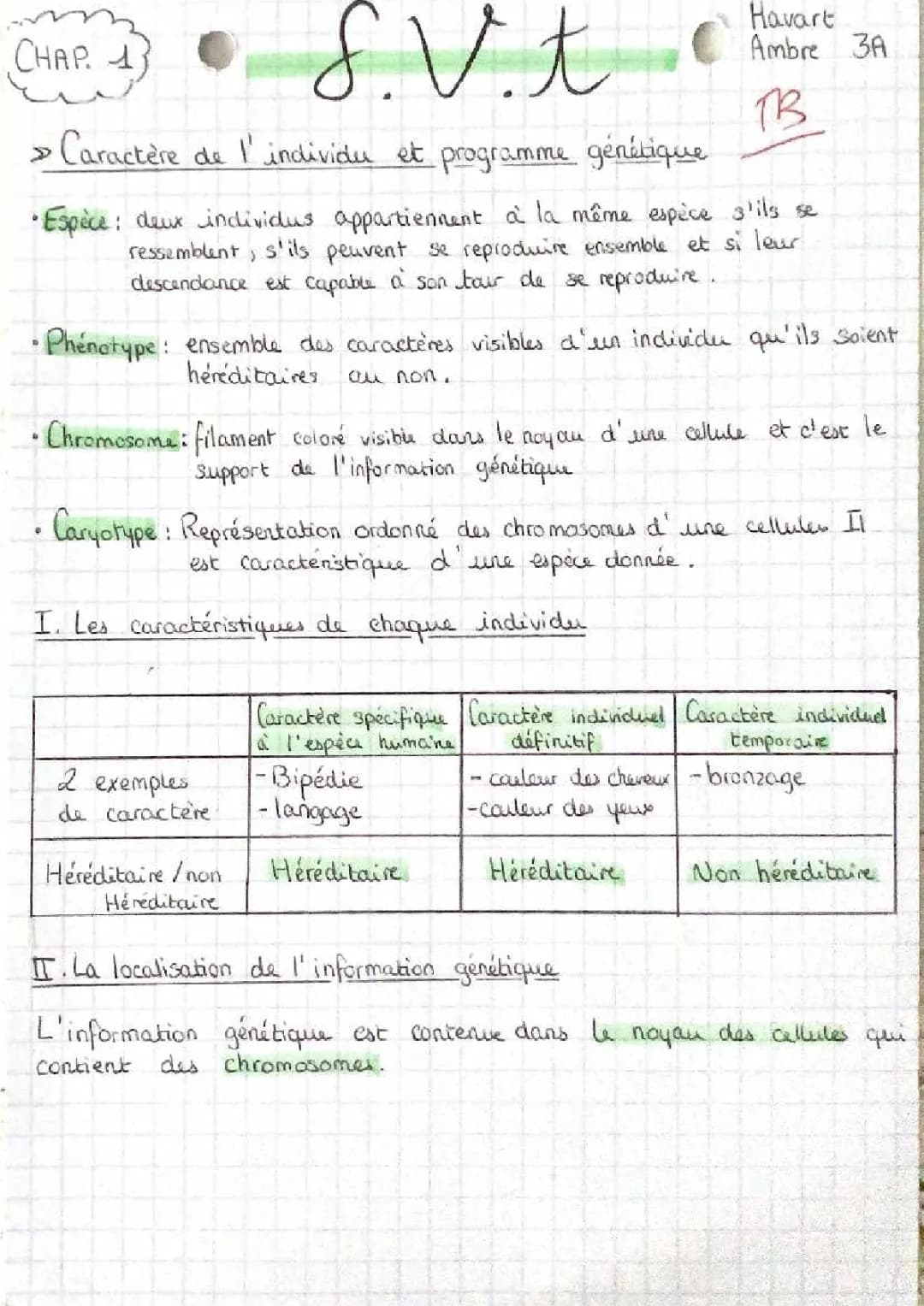 Comprendre les Caractères et l'Information Génétique
