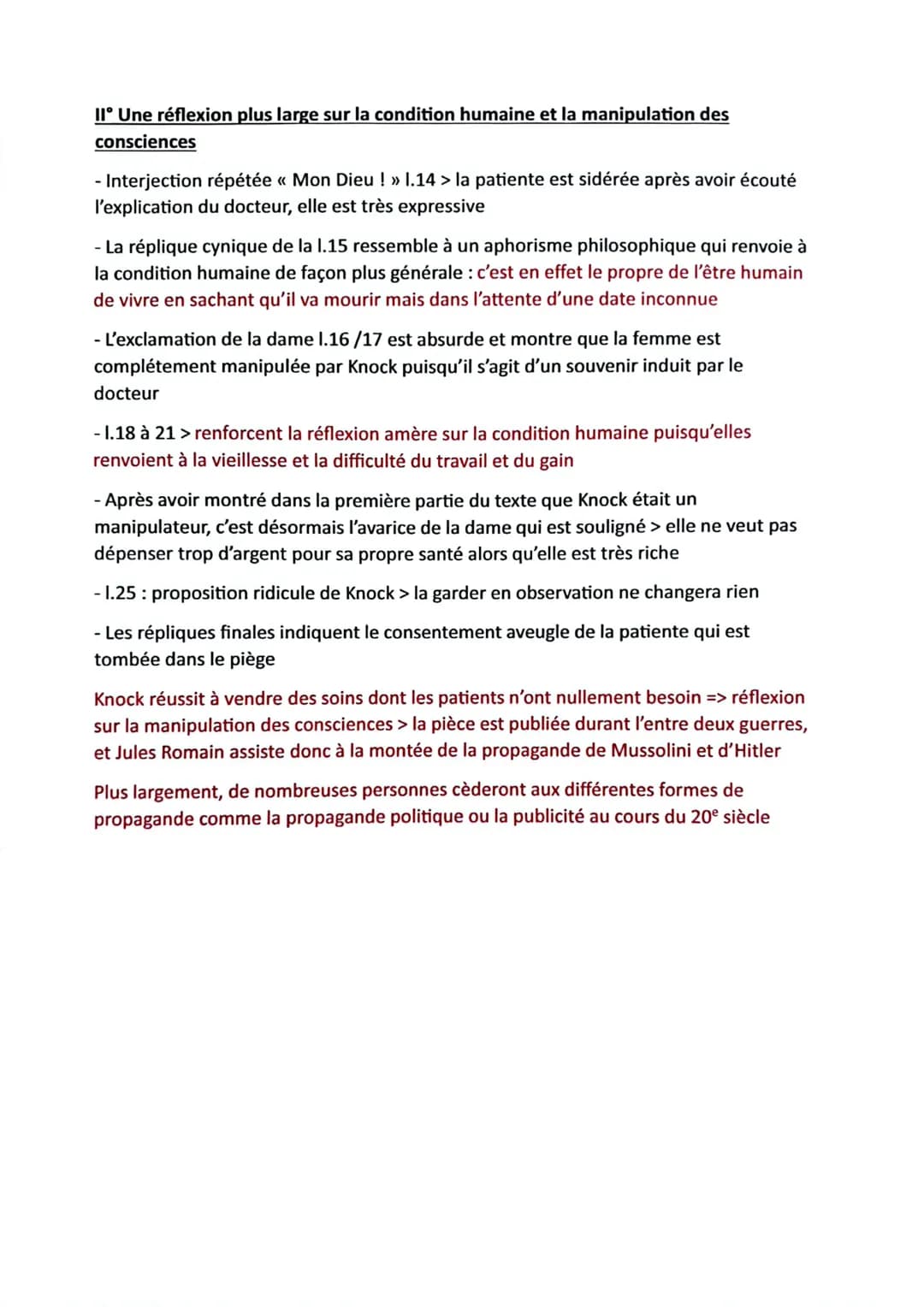 SEQ. III - Extrait 4 (lecture linéaire n° 15), Knock, Jules Romains,
1923
Dans cette comédie au comique grinçant, l'auteur dénonce toute
for
