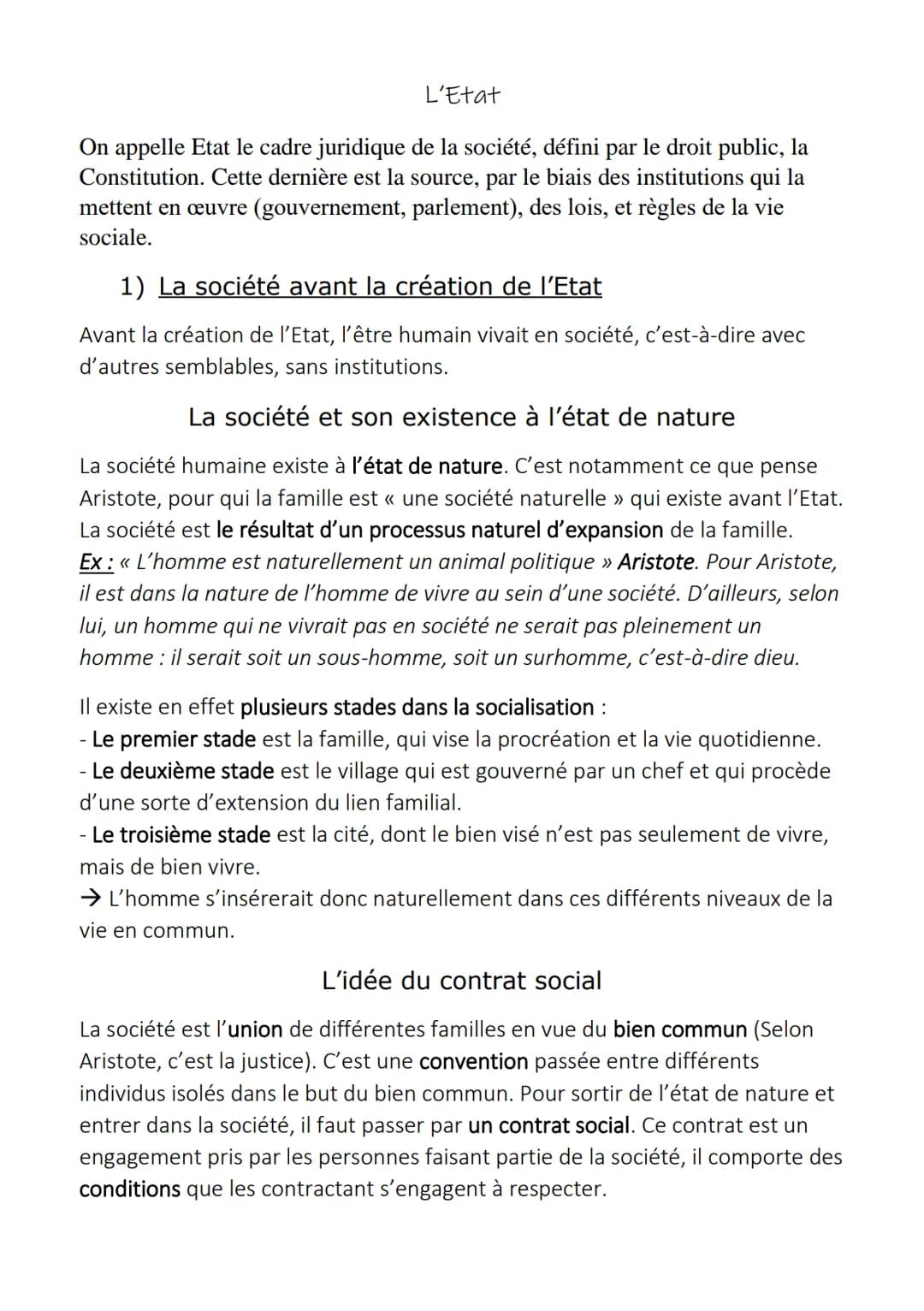 L'Etat
On appelle Etat le cadre juridique de la société, défini par le droit public, la
Constitution. Cette dernière est la source, par le b