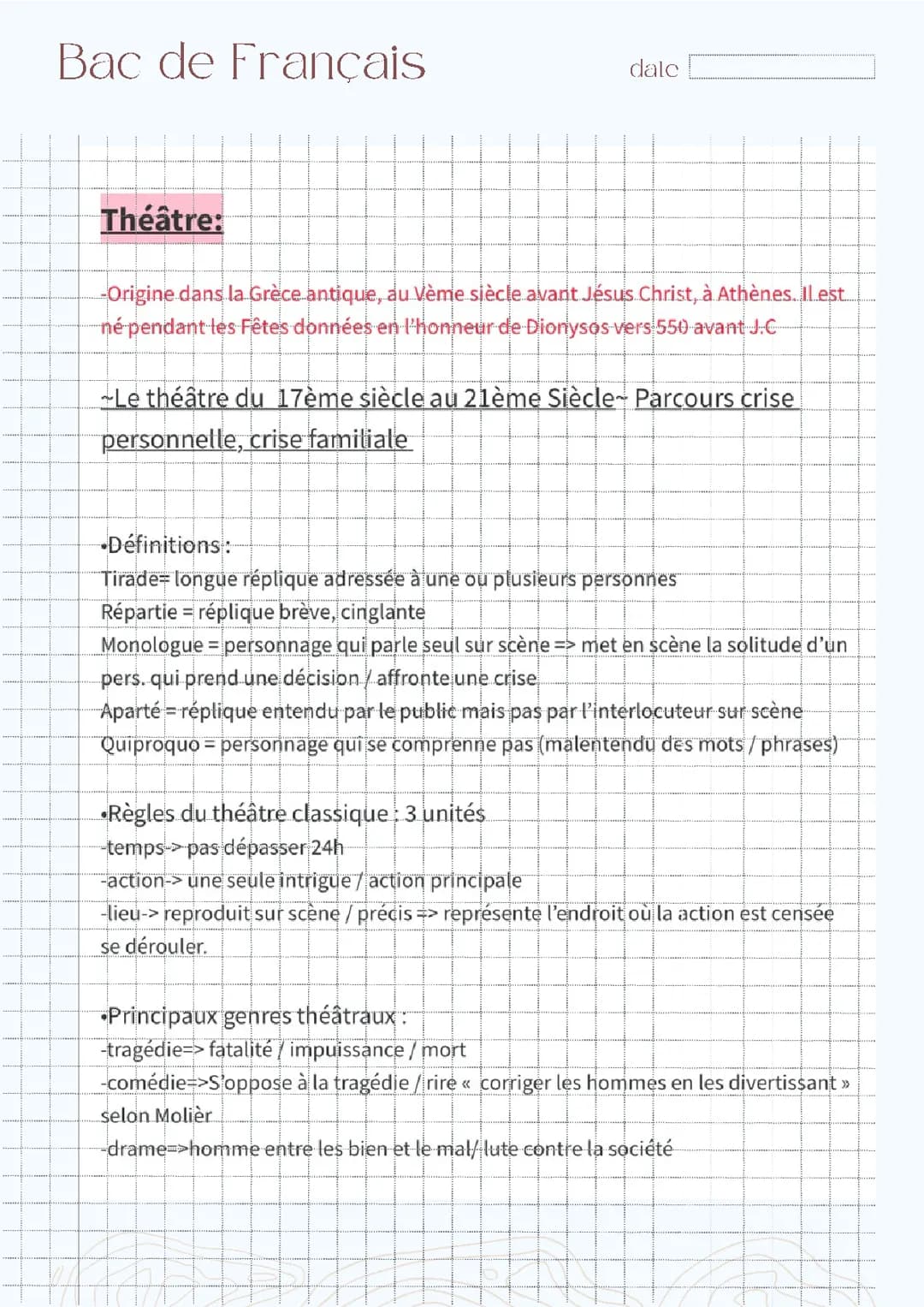 Bac de Français : Le théâtre