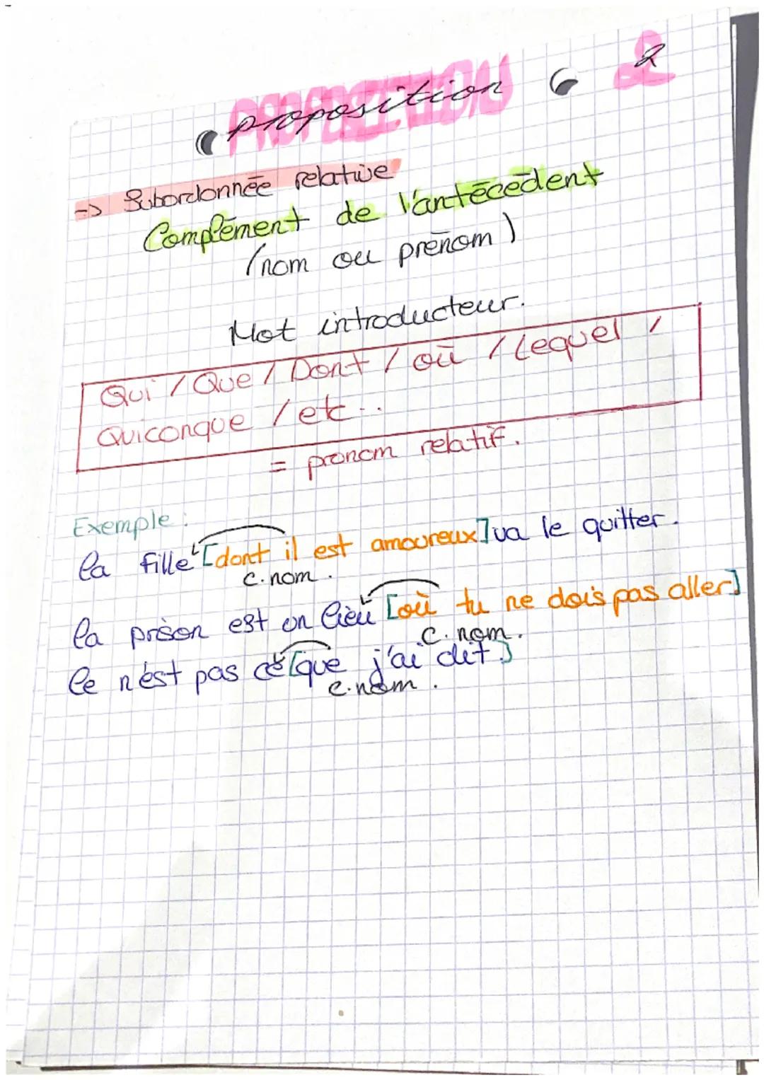 # proposition G

3

subordonée conjonctive c-

Complement circonstanciel

mot introducteur:

Manière comme / de mème que

* Temps : Quand / 