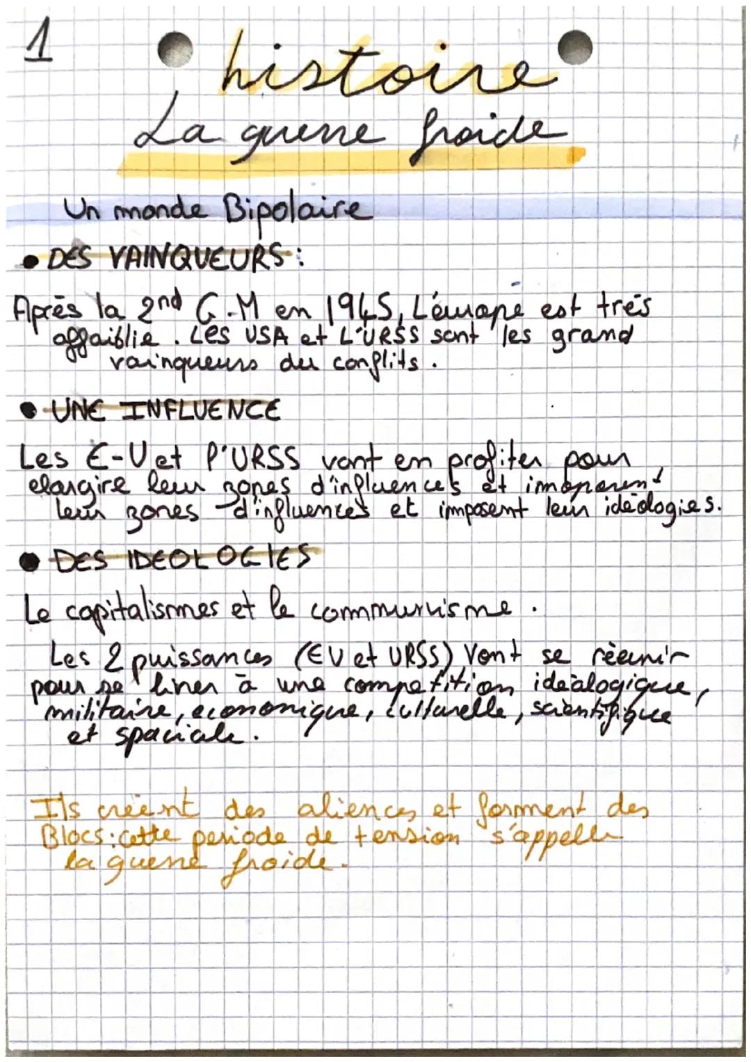 Résumé de la Guerre Froide pour le Bac - Fiche, Dates, Crises et Blocs