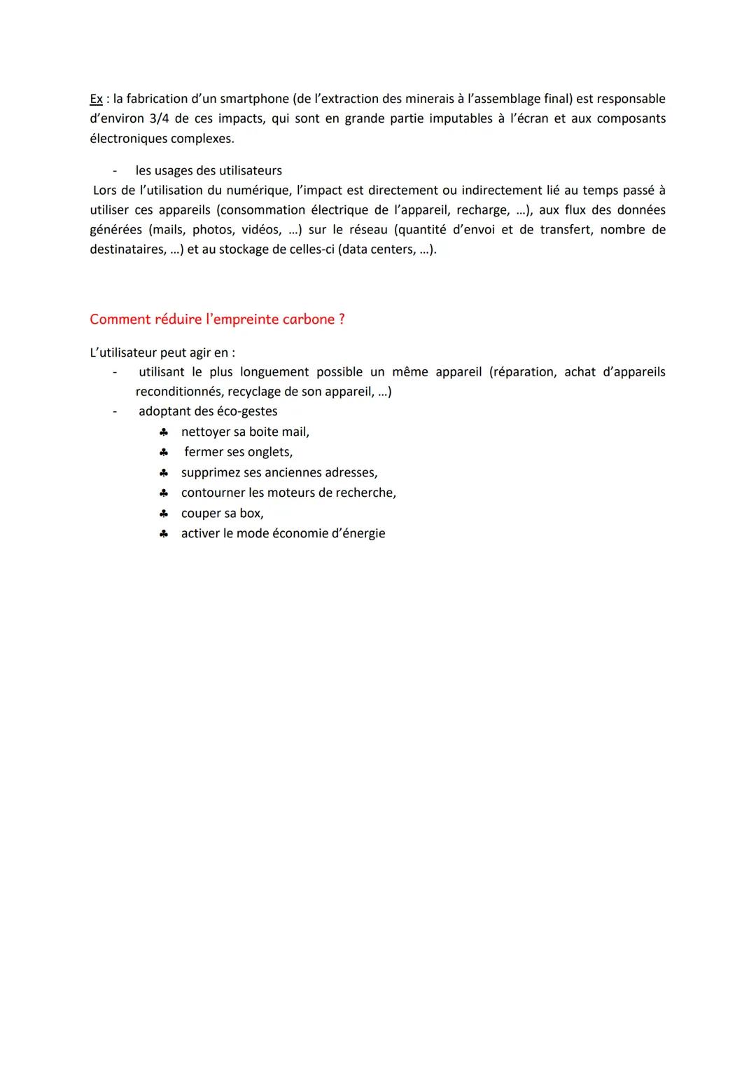 Impact environnemental lié au stockage et au flux de données et aux
réseaux d'information
→ Numérique représente 4% des émissions de gaz à e