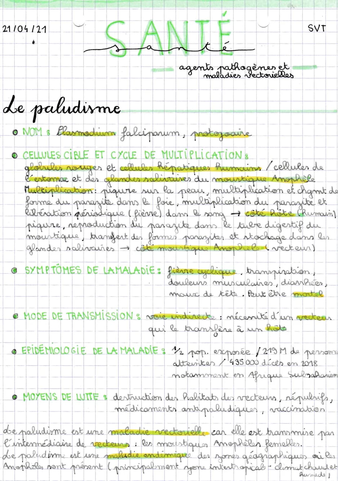 20/04/21
SANTÉ
Définitions
ENDÉMIQUE s présent dans une zone géographique determinée
ÉPIDÉMIE: dévelop. et propagation rapide d'une maladie 