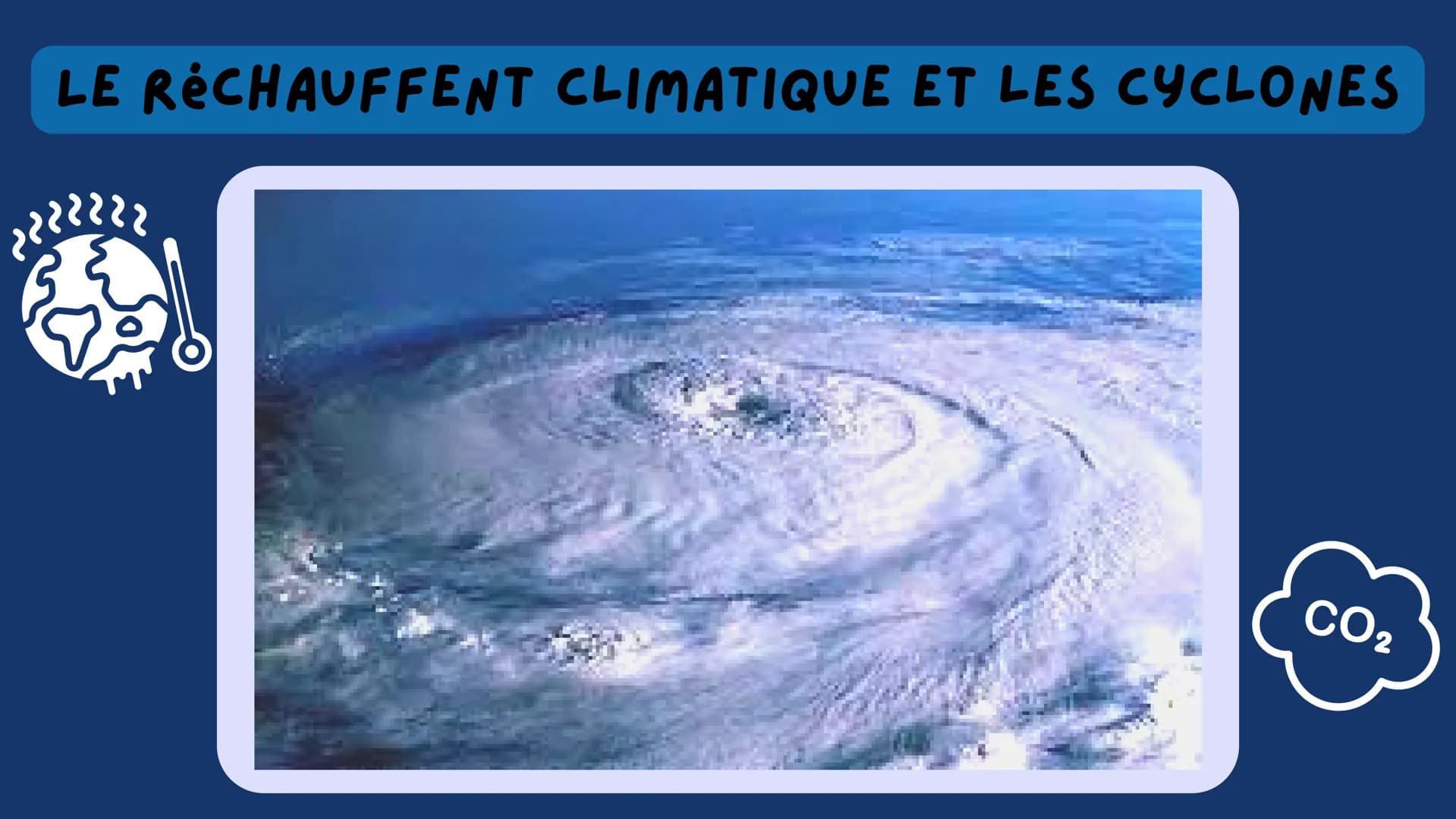 LE RÉCHAUFFENT CLIMATIQUE ET LES CYCLONES
ܐܐܐܐܐ
CO2 SOMMAIRE
(5
• Définition
Pourquoi les cyclones sont-ils de plus en plus
fréquents et dév
