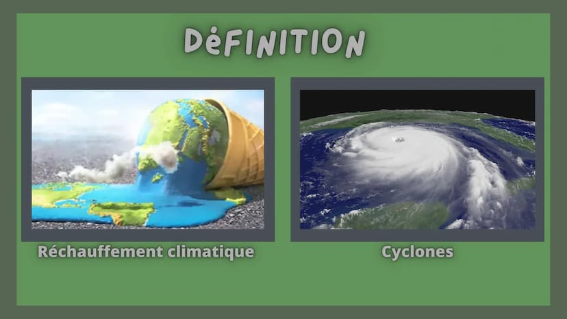 LE RÉCHAUFFENT CLIMATIQUE ET LES CYCLONES
ܐܐܐܐܐ
CO2 SOMMAIRE
(5
• Définition
Pourquoi les cyclones sont-ils de plus en plus
fréquents et dév