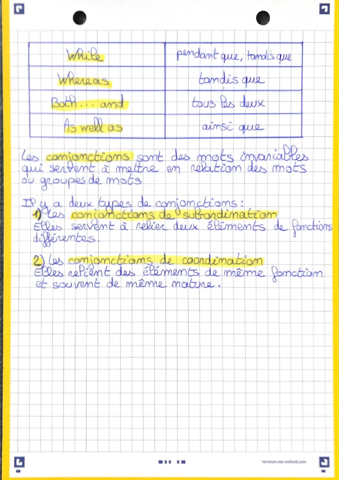 pendant que, tandis que
tandis que
tous les deux
ainsi que
les conjonctions sont des mots invariables
qui servent à mettre en relation des m