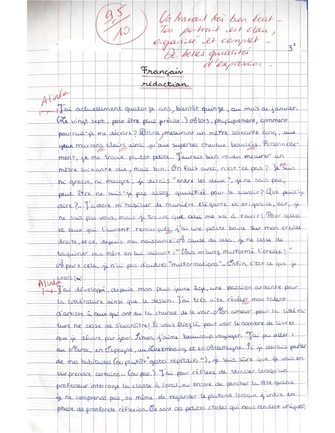 Alinéa
95
ло
On travail très bien écect
Ton portrait est clan,
organisé et complet
De belles qualités
d'expression
Français
rédaction
m
J'ai