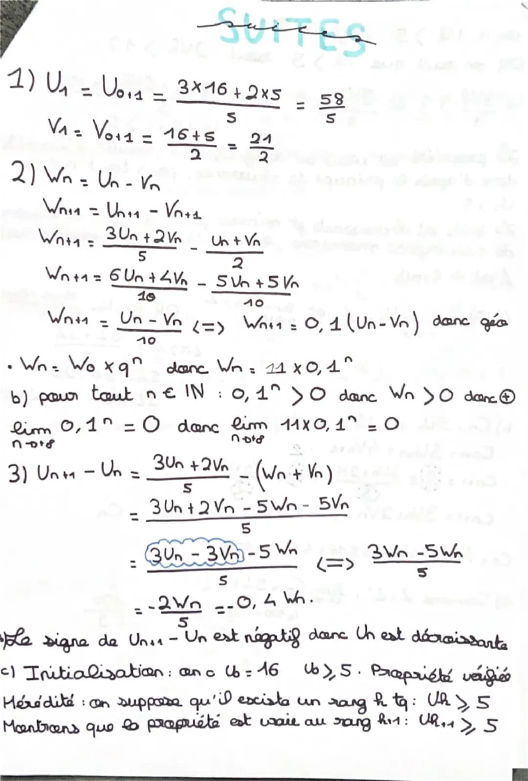 Révisions du 04 juin 2024
Exercice (5 points)
On considère les suites (u) et (v.) définies par u₁ = 16, v₁ = 5, et, pour tout entier naturel