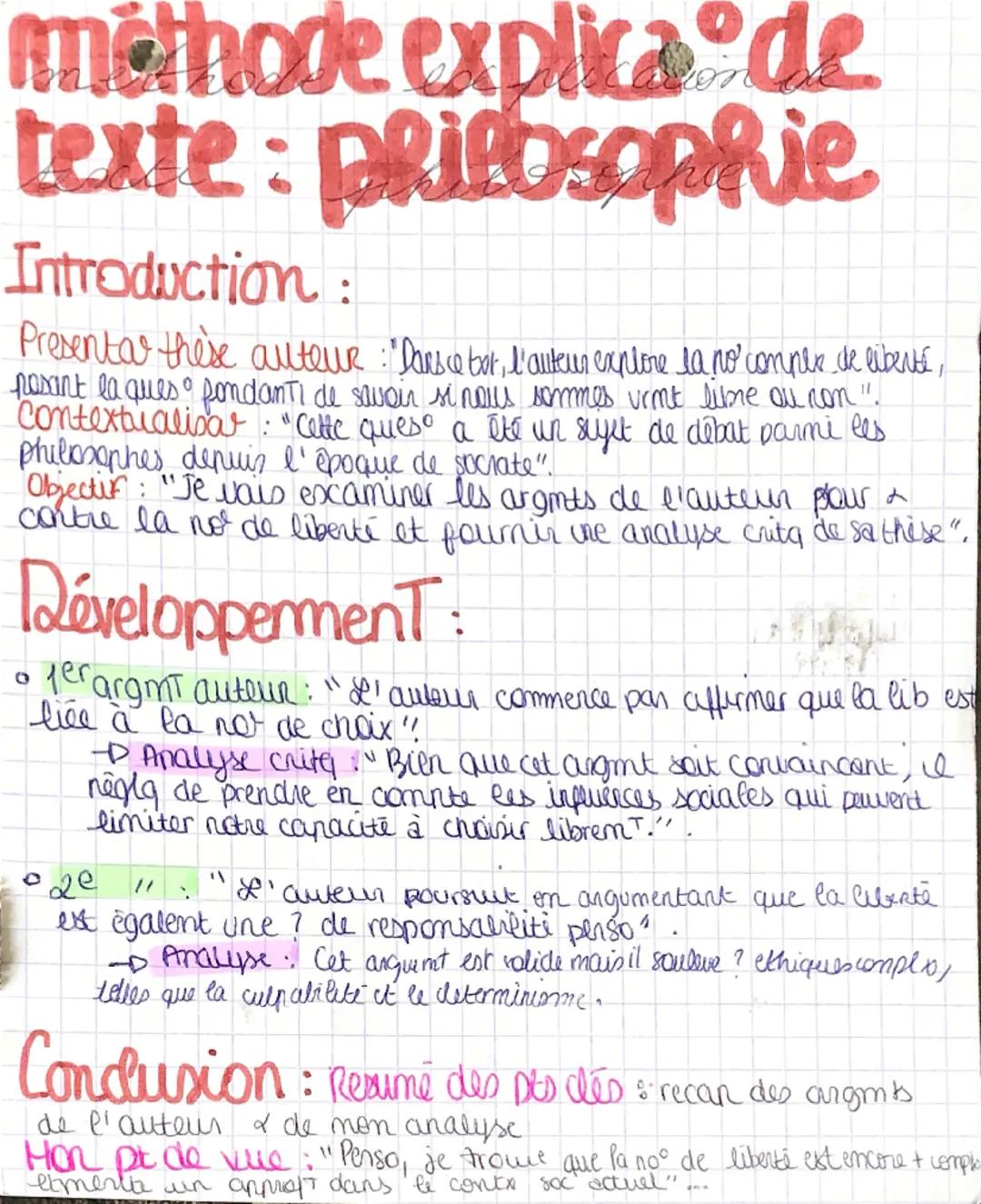 méthode explica de
texte: philosophie
Introduction:
Presentar thèse auteur: "Passce but, l'auteur explore la no complex de liberté,
pesint l