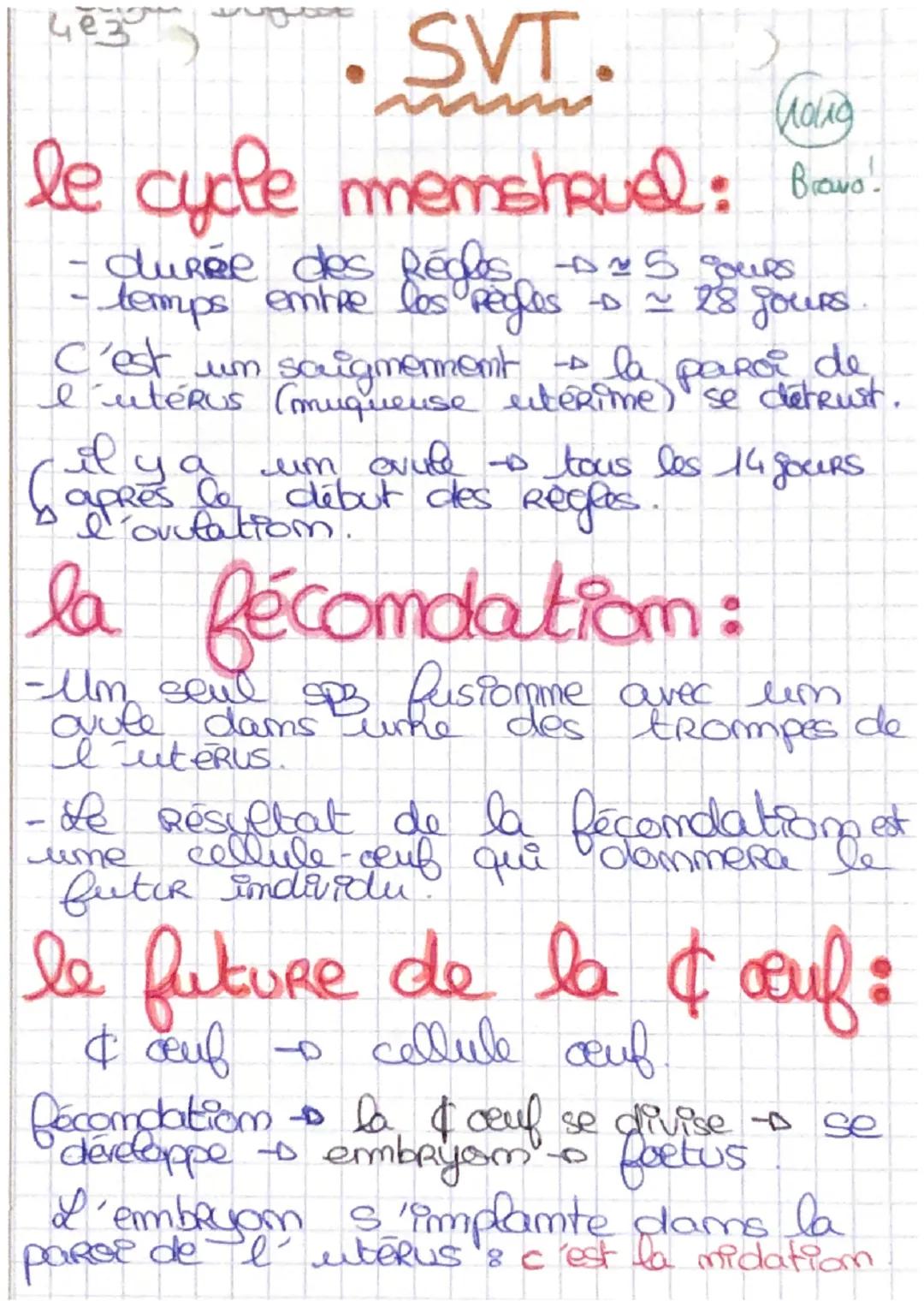чез

SVT.

Molig
le cycle memshrul: Bravo!
- durée des Rédes ~ 5 Cours
- temps entre los regles ~ 28 jours.
C'est um saigmennemt la paroi de