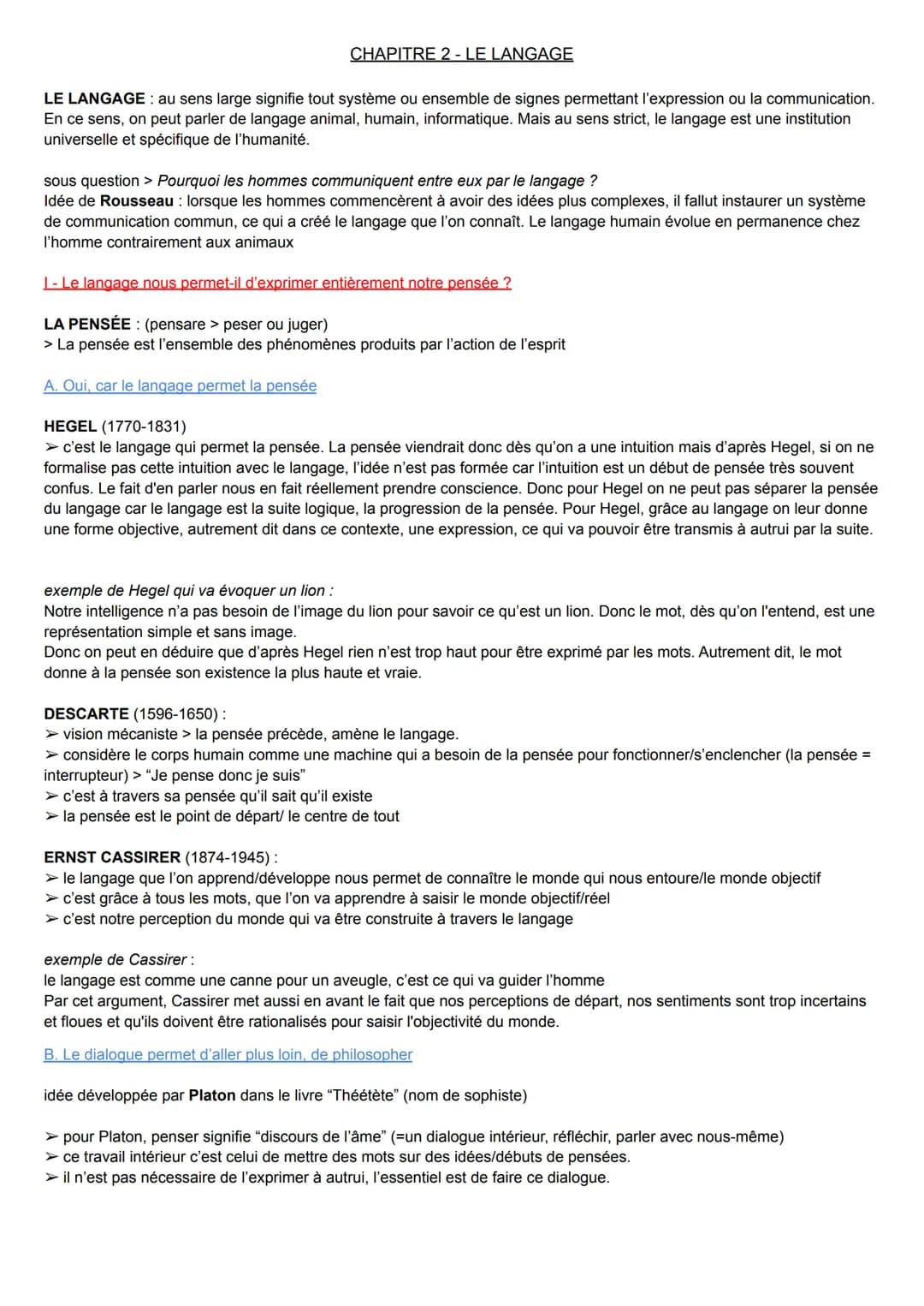 CHAPITRE 2 - LE LANGAGE
LE LANGAGE: au sens large signifie tout système ou ensemble de signes permettant l'expression ou la communication.
E
