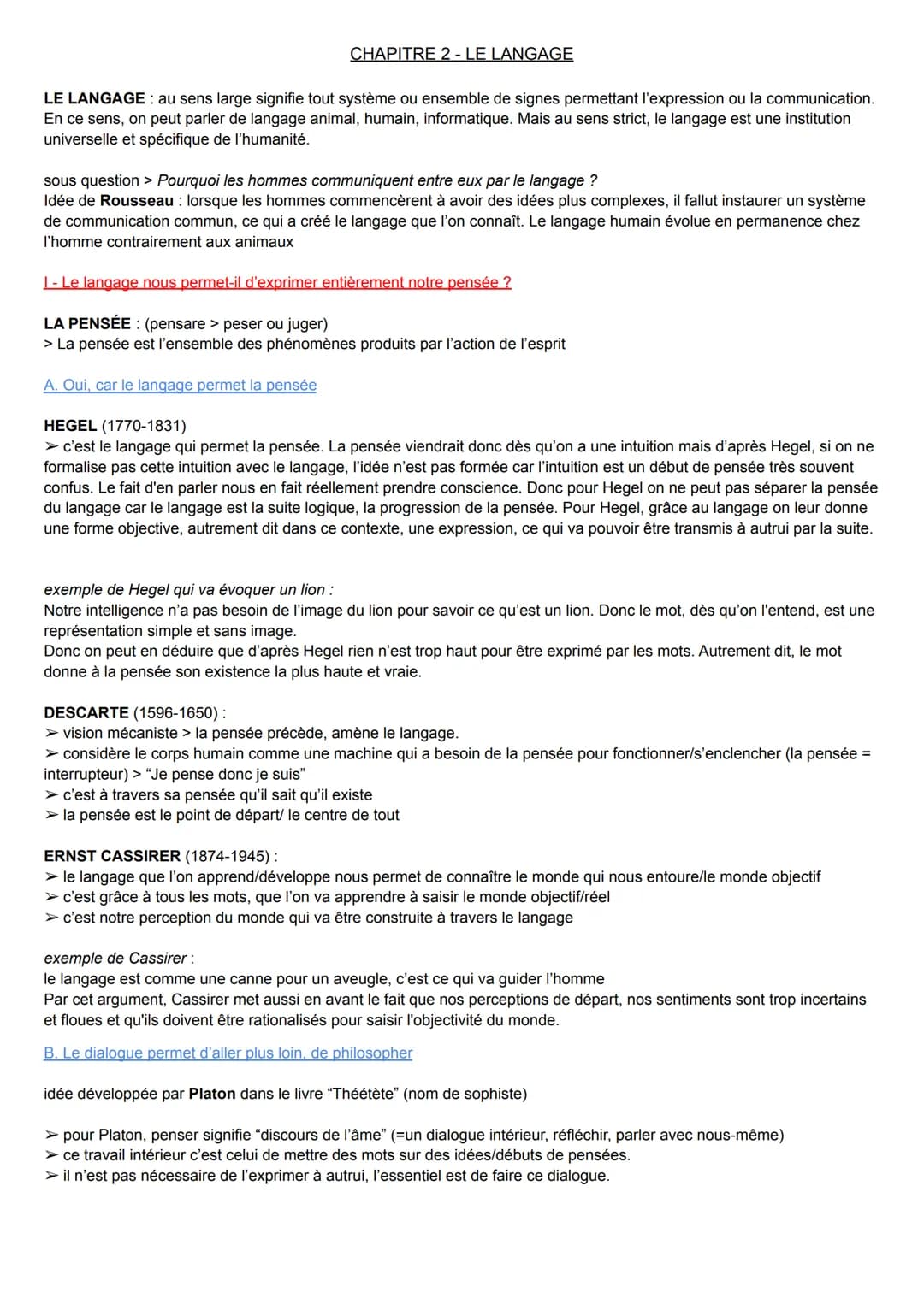 CHAPITRE 2 - LE LANGAGE
LE LANGAGE: au sens large signifie tout système ou ensemble de signes permettant l'expression ou la communication.
E