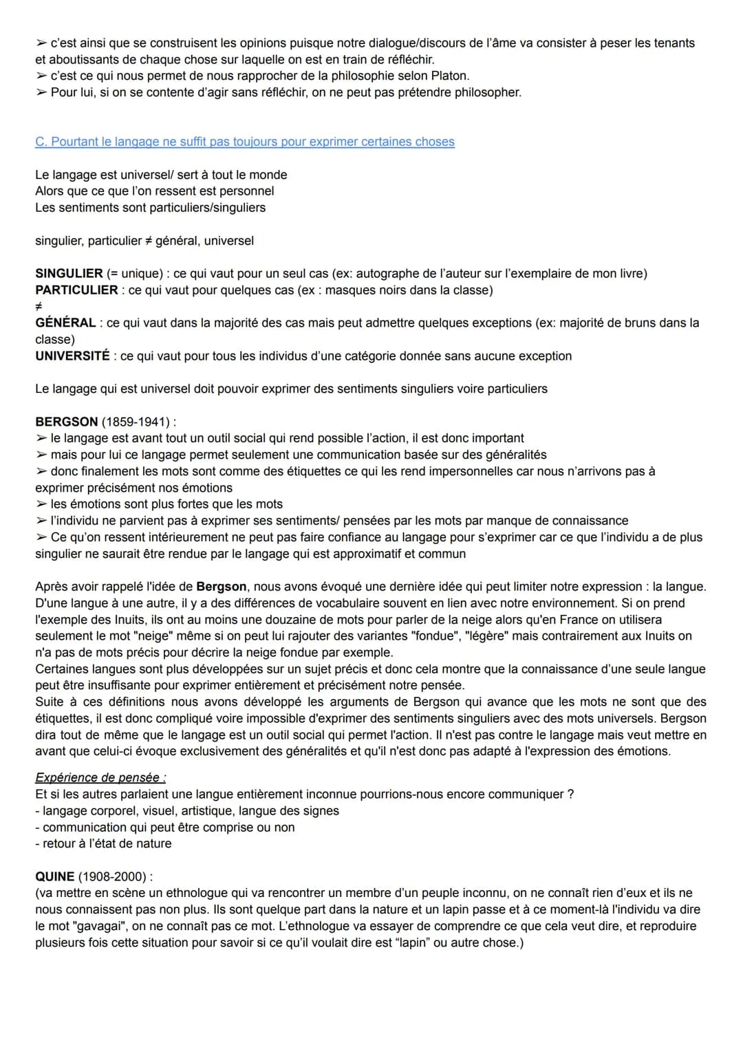 CHAPITRE 2 - LE LANGAGE
LE LANGAGE: au sens large signifie tout système ou ensemble de signes permettant l'expression ou la communication.
E