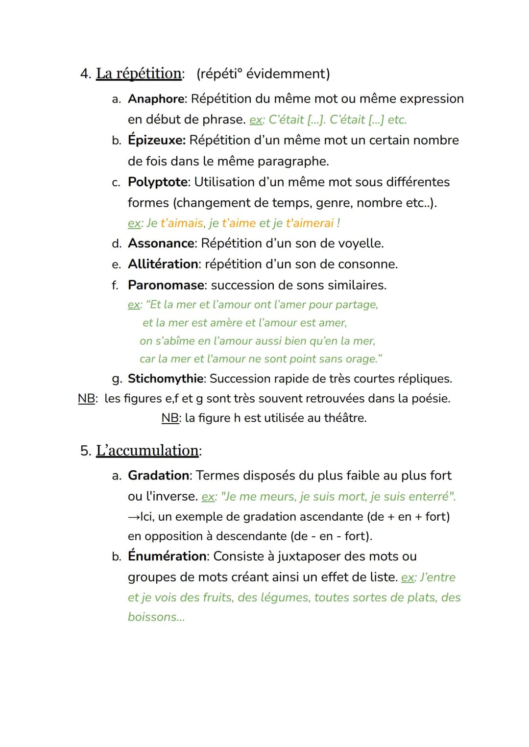 1. L'opposition:
a. L'antithèse: 2 mots de sens opposés dans la même
phrase ou paragraphe. ex: Je vis, je meurs, je me brûle
et me noie.
b. 