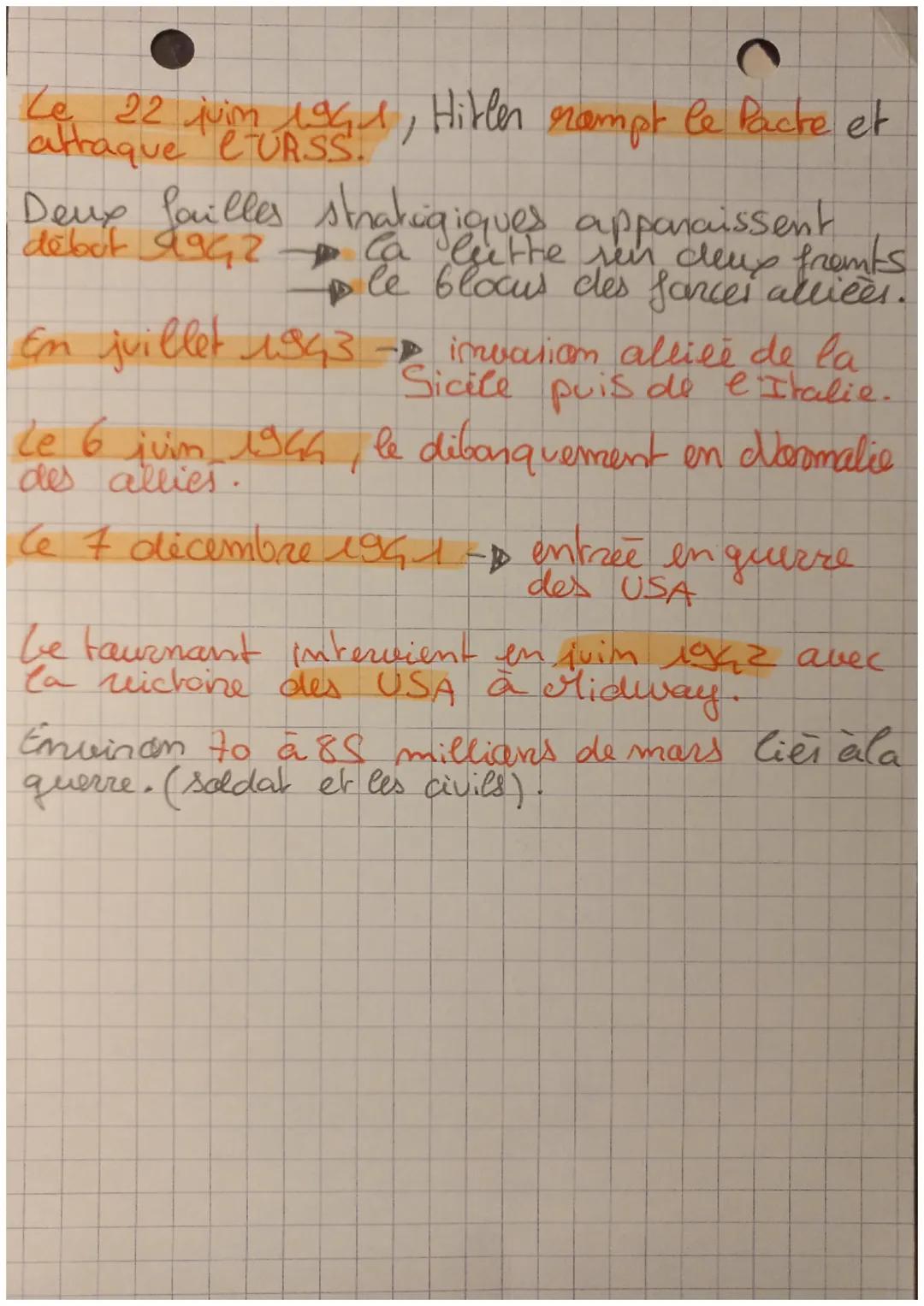 Le 22 juin 1991, Hitler rompt le Pacte et
atraque & URSS.

Deux failles strakiqiques apparaissent
debut 9942 Ca
Ca lee the ren deux fremts
l