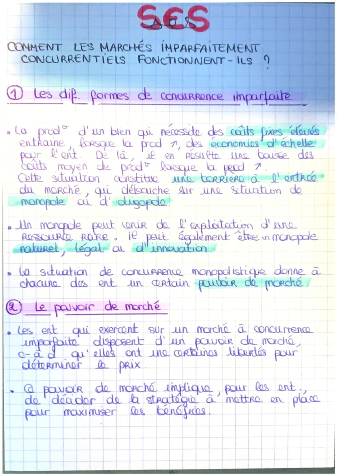 SES
COMMENT LES MARCHÉS IMPARFAITEMENT
CONCURRENTIELS FONCTIONNENT-ILS
1 Les dif formes de concurrence imparfaite
• La proda d'un bien qui n
