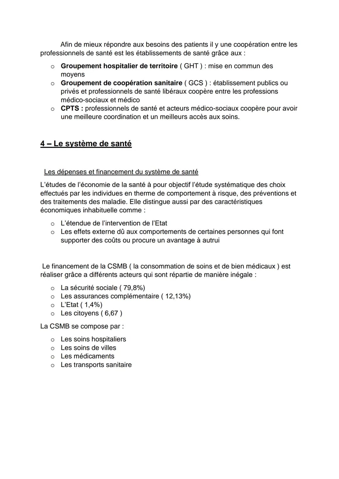 Composantes, gouvernances et financement du système de
santé.
1- le système français
Le système de santé est l'ensemble des organisations, d