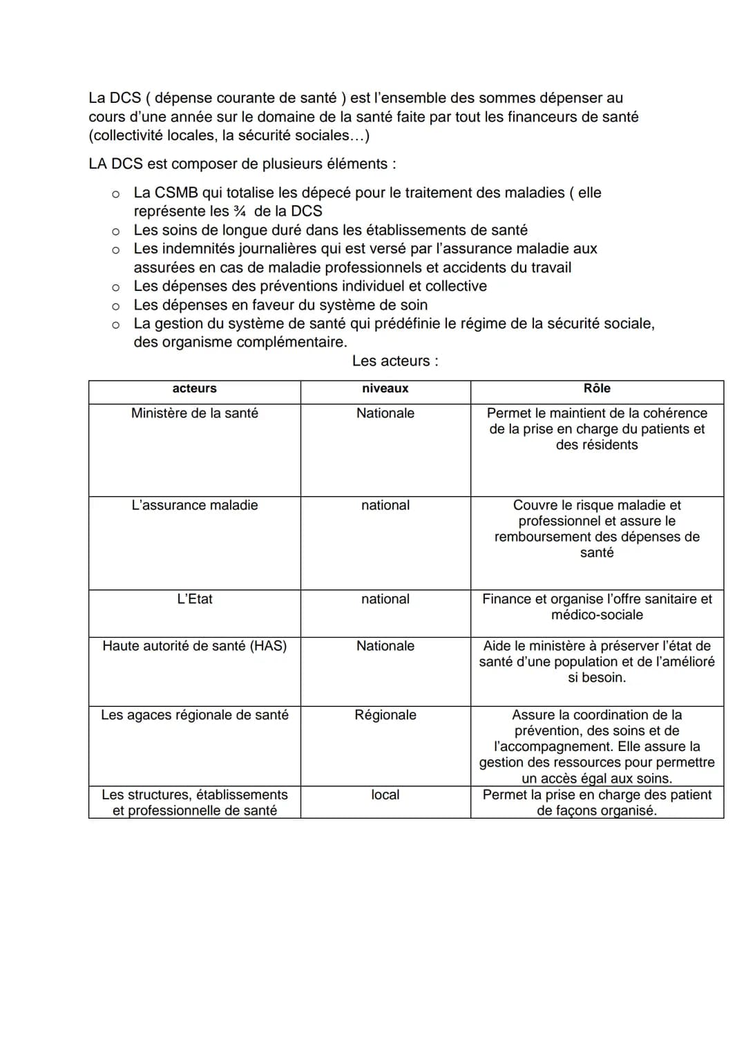 Composantes, gouvernances et financement du système de
santé.
1- le système français
Le système de santé est l'ensemble des organisations, d