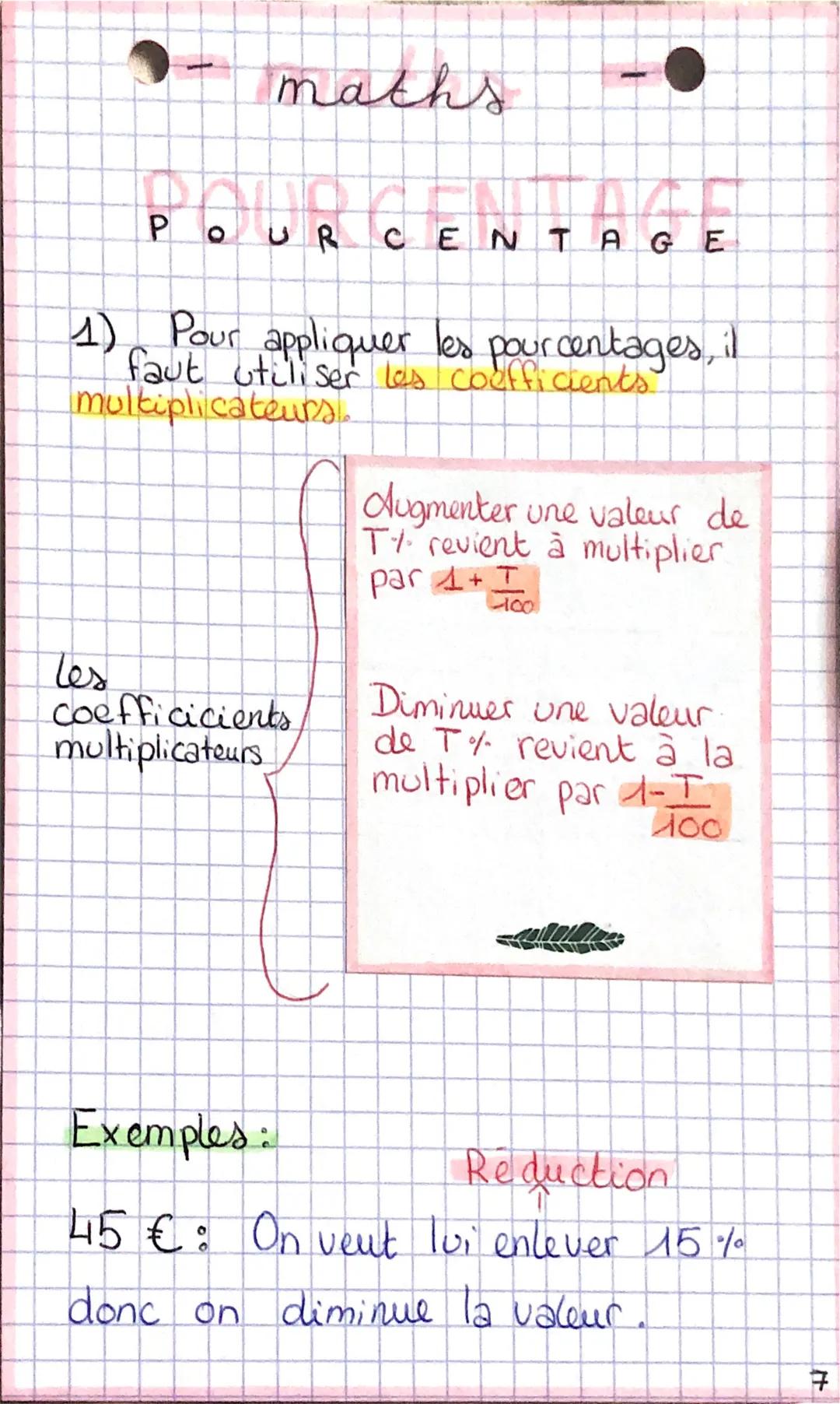 P
machs
UR
AG
CENTAGE
1) Pour appliquer les pourcentages, il
faut utiliser les coefficients
multiplicateurs.
Tes
coefficicients
multiplicate