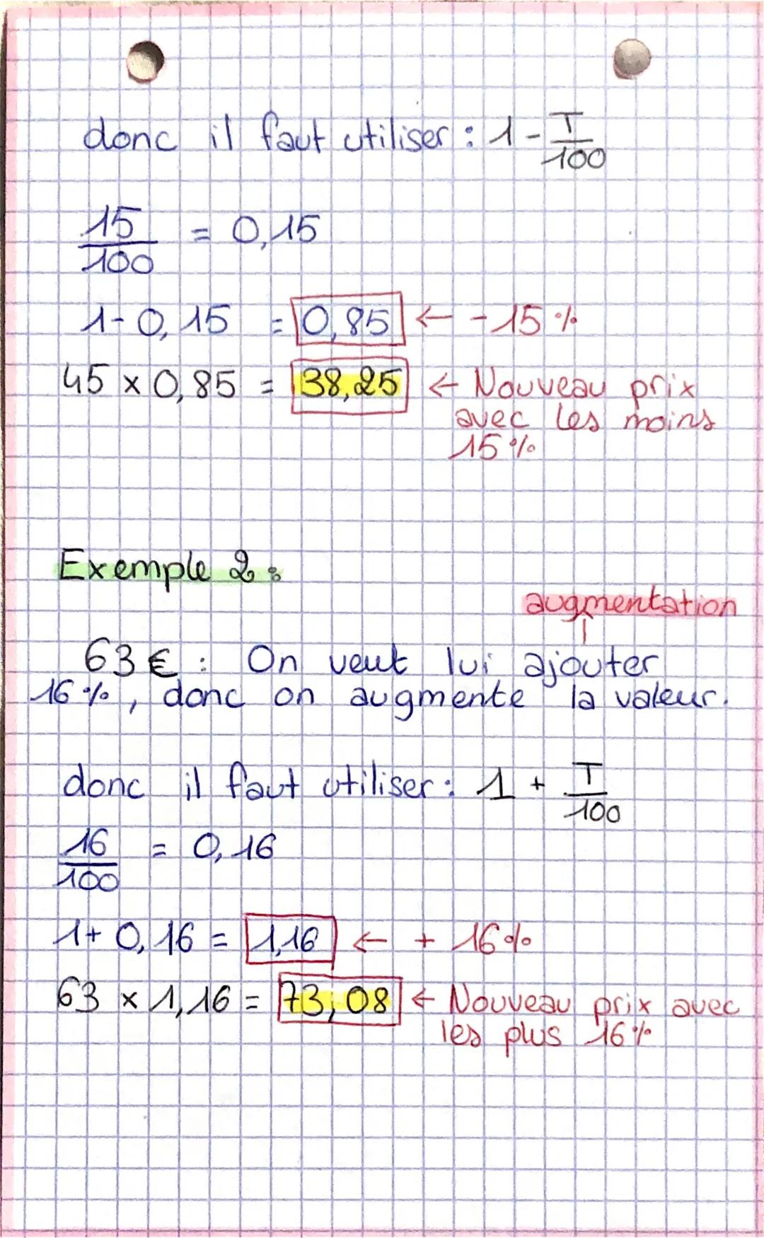 P
machs
UR
AG
CENTAGE
1) Pour appliquer les pourcentages, il
faut utiliser les coefficients
multiplicateurs.
Tes
coefficicients
multiplicate