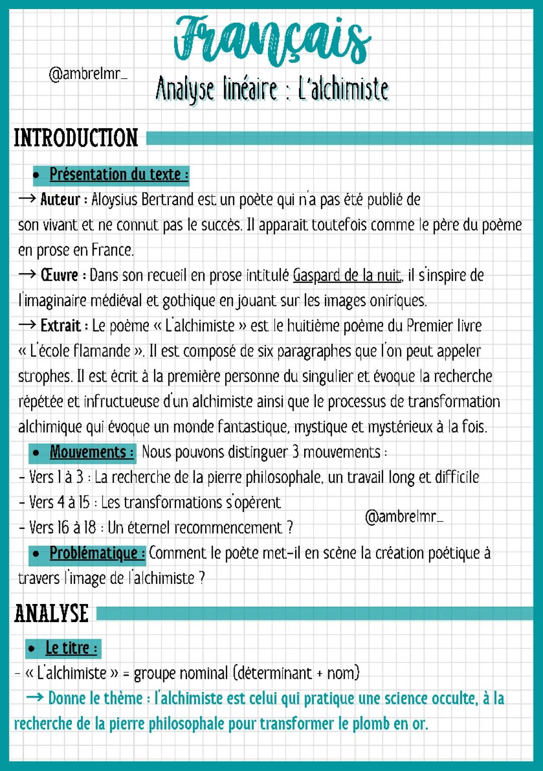 Analyse linéaire de 'Un rêve' d'Aloysius Bertrand - Poème en prose et mouvement littéraire