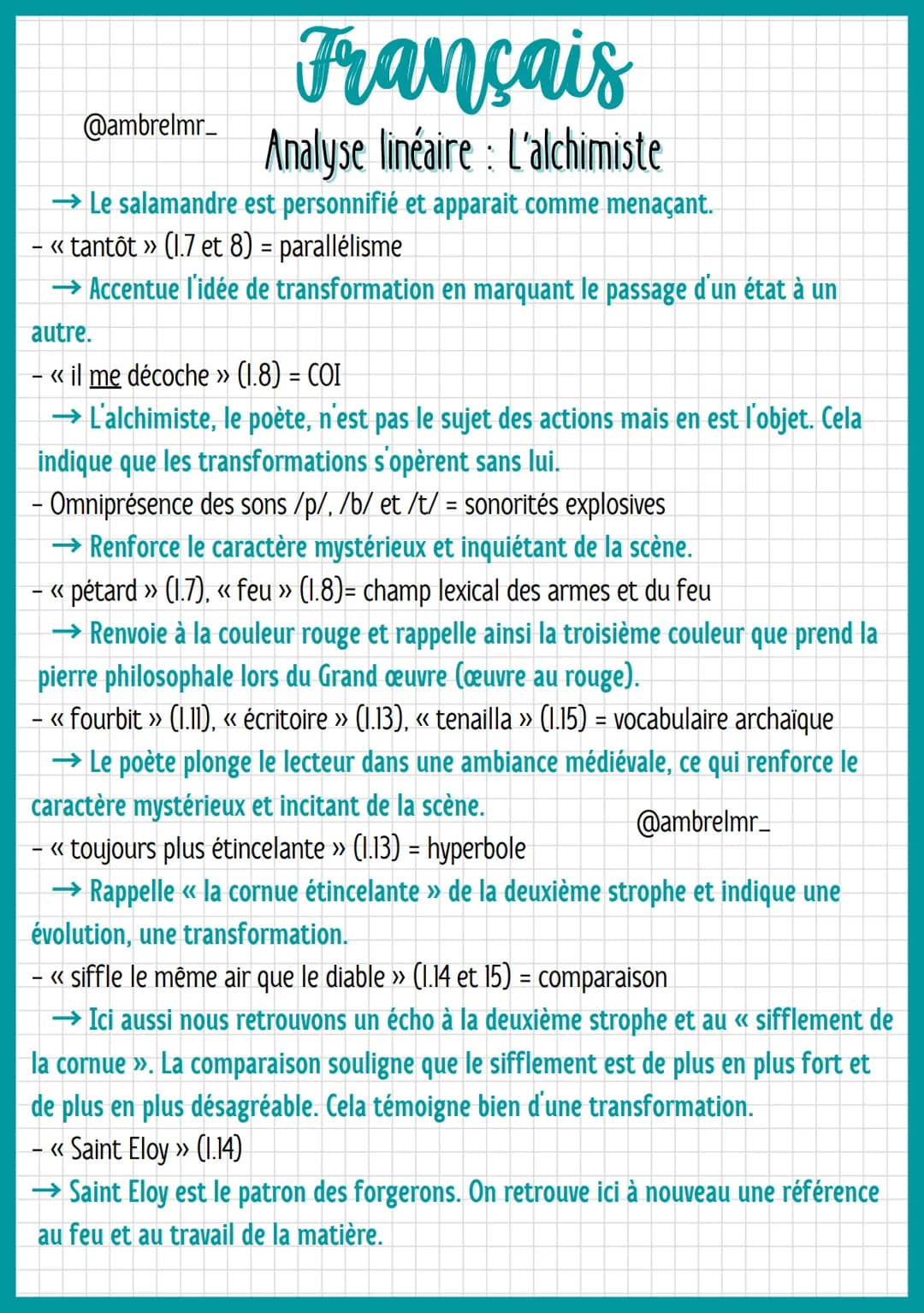 @ambrelmr_
INTRODUCTION
Français
Analyse linéaire : L'alchimiste
Présentation du texte :
→ Auteur : Aloysius Bertrand est un poète qui n'a p