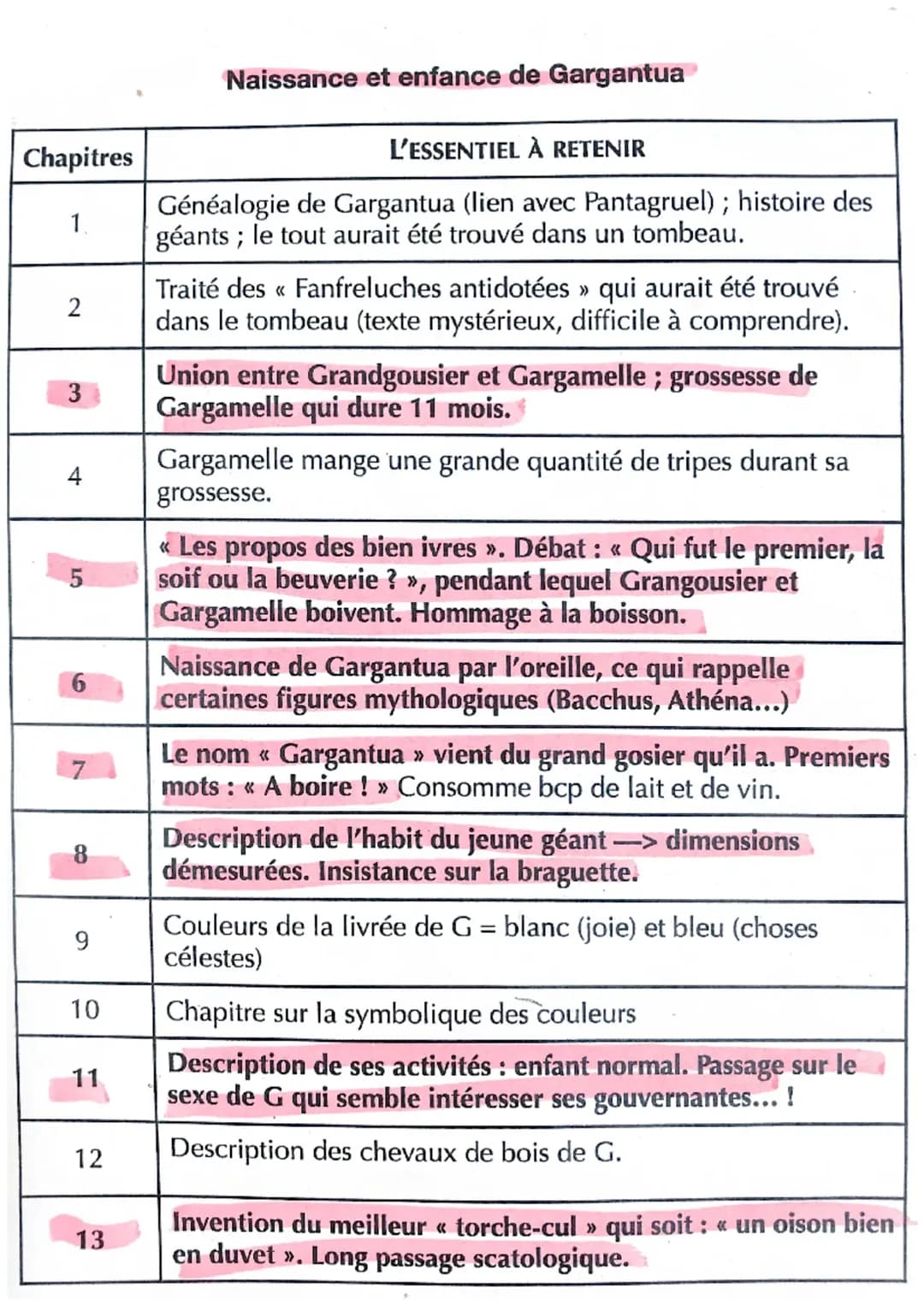 Tout sur Gargantua : Résumé par Chapitre et Analyse PDF