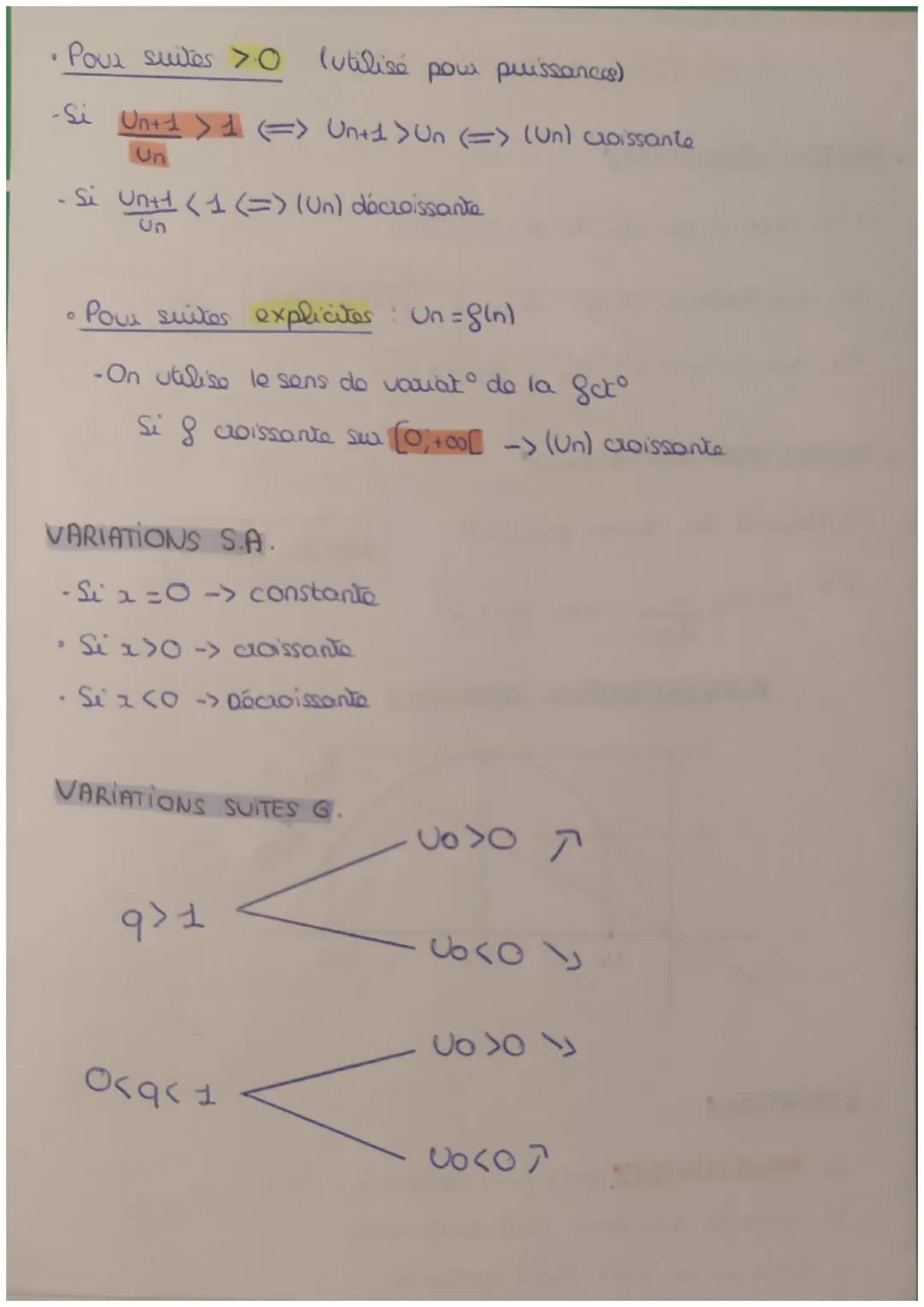 SUITES NUMERIQUES
SUITES EXPLICITES
-> ne dépend pas du terme précédent
Un est exprimé en getº de n
Ex: Un=n²+5n+3 ou
SUITES PAR RECURRENCE
