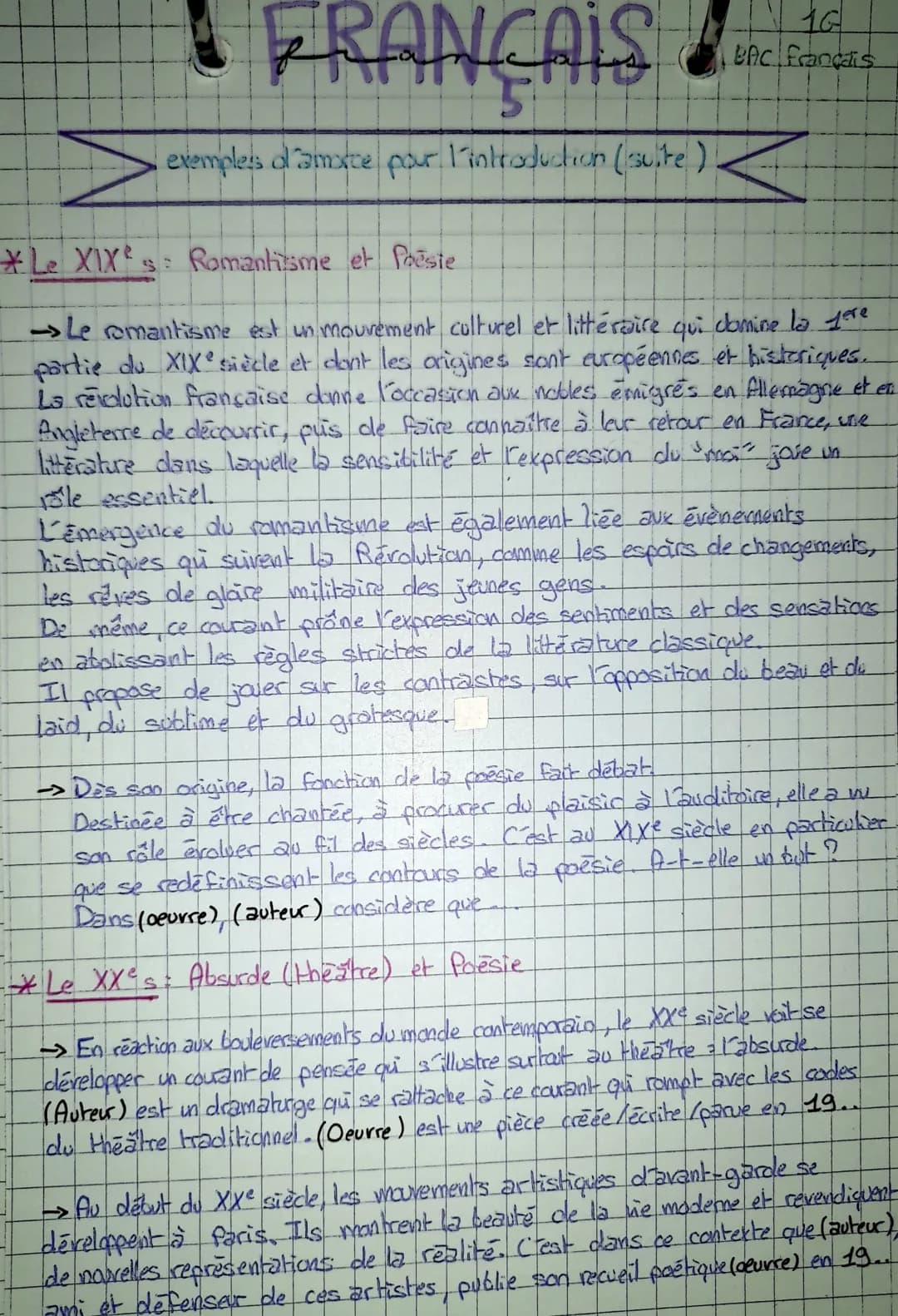 FRANÇAIS
Lexemples d'amorce (pour l'introduction)
HE
BAC Français
M
*Le XVI's: Humanisme (et Baroque)
->La découverte des Amériques en 1492 