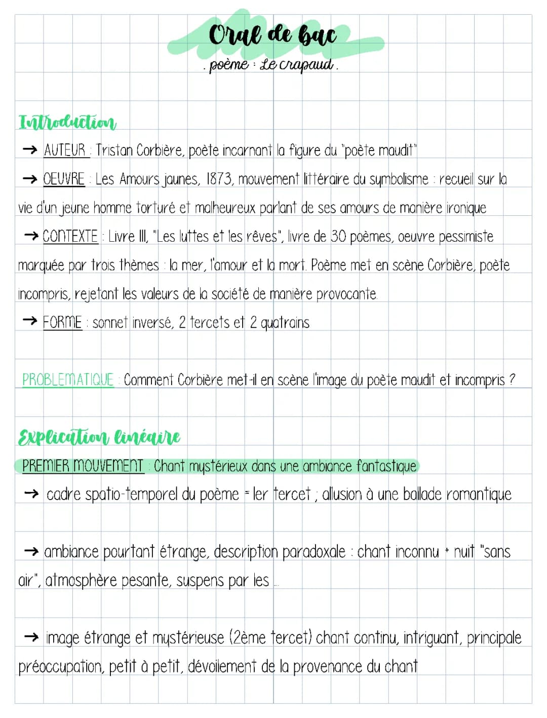 Analyse linéaire : Le Crapaud de Tristan Corbière