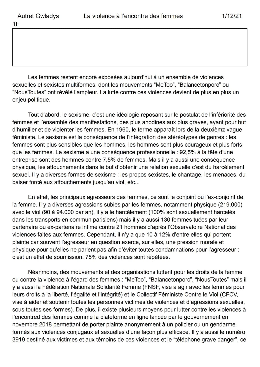 1F
La famille
1/12/21
Le modèle familial en 2050 :
La famille est la première instance de socialisation : c'est le premier groupe
social auq