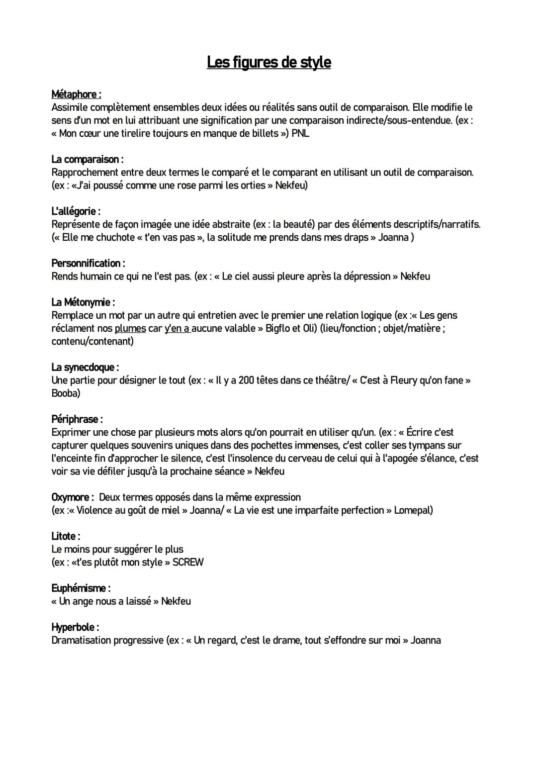 
<p>La métaphore assimile complètement deux idées ou réalités sans utiliser un outil de comparaison. Elle modifie le sens d'un mot en lui at