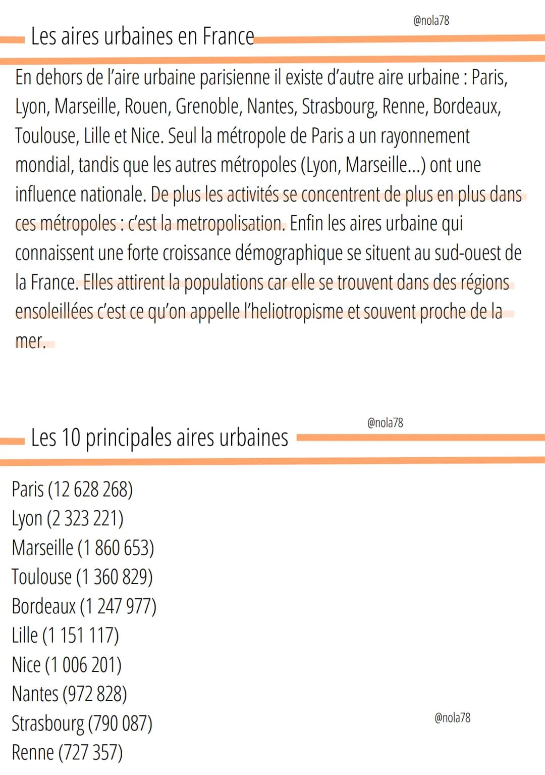 Geographie
Définition
Densité de population:
Nombre d'habitant par km2
une Aire urbaine
Est un espace composé : d'une ville centre
banlieues