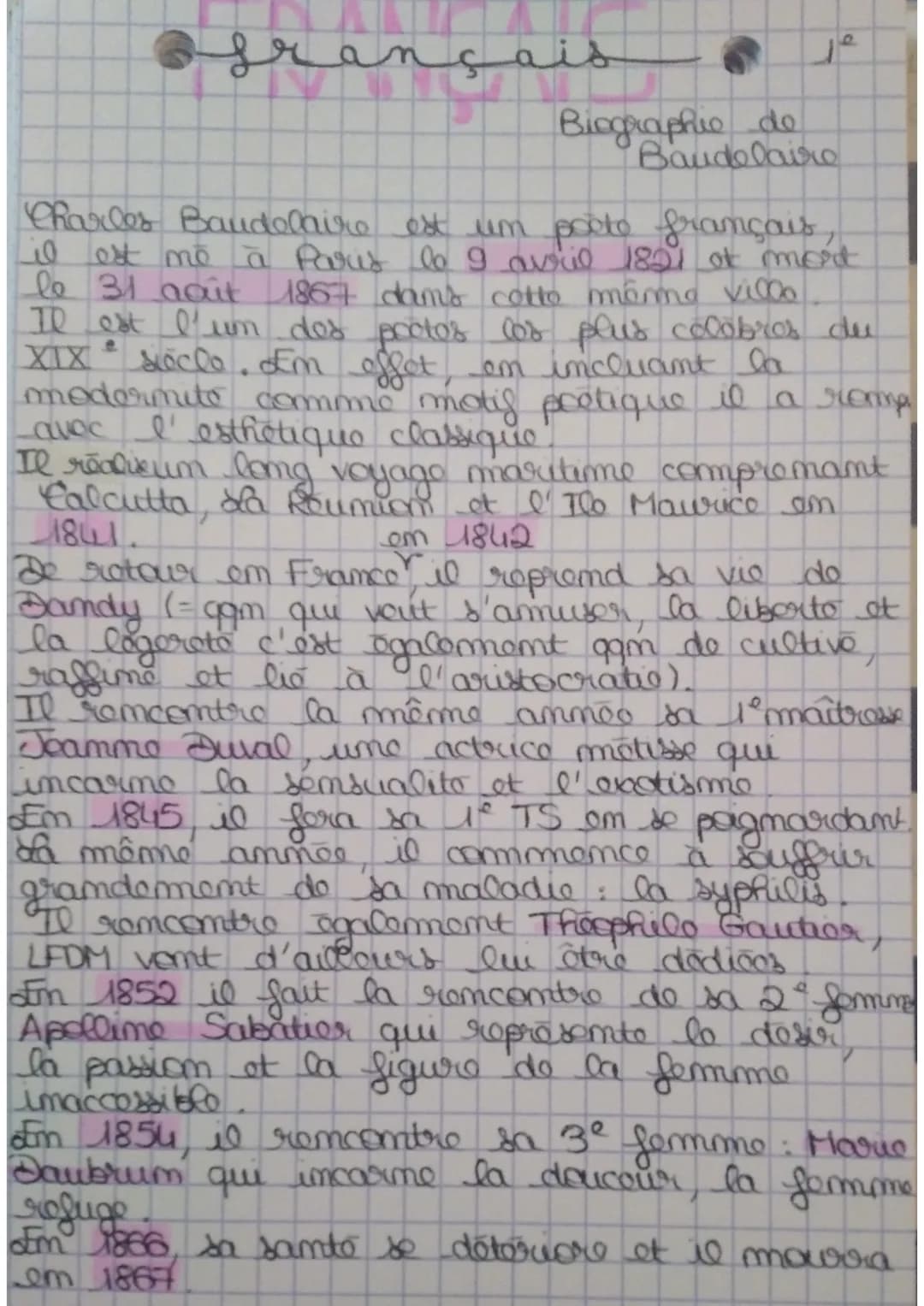 ننمهصفعهم
Biographie de
Baudelairo
Charles Baudelaire est um poète français
il est né à Paris le 9 avril 1821 of mort
le 31 août
1867 dans c