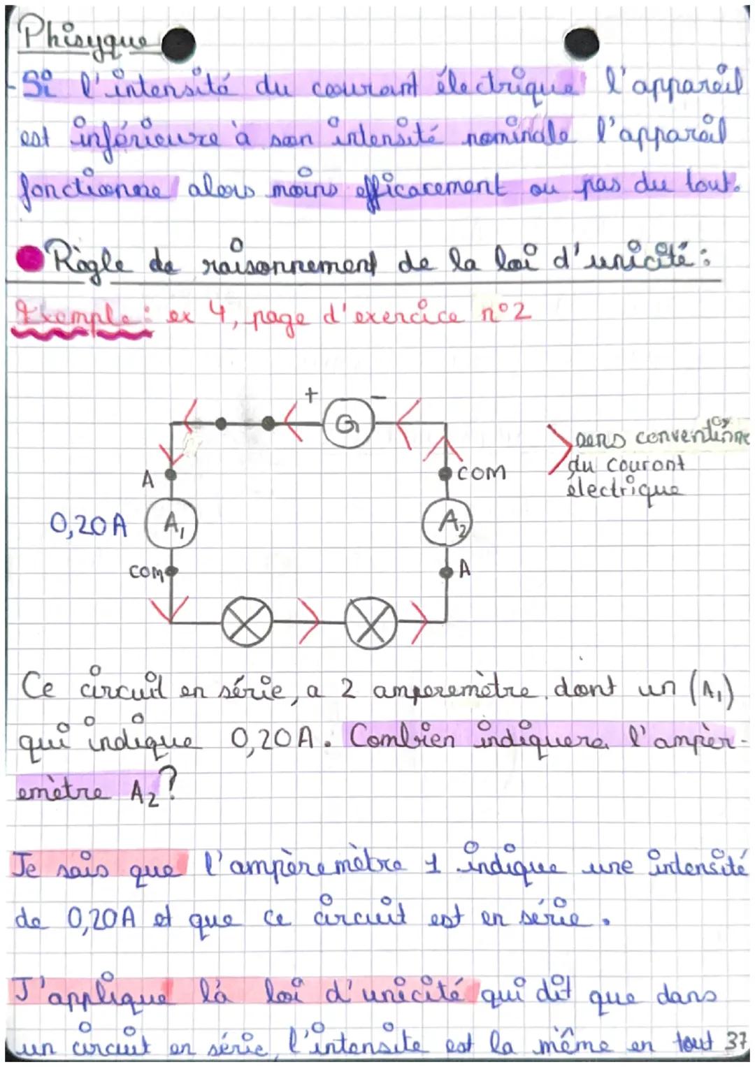 Seq.1
-'intensité du courant élec-
trique dans un circuit
Physique
Hesure de l'intensité du courant électrique :
- l'intensité se mesure ave