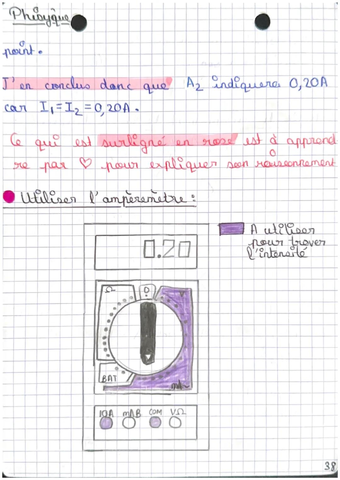 Seq.1
-'intensité du courant élec-
trique dans un circuit
Physique
Hesure de l'intensité du courant électrique :
- l'intensité se mesure ave