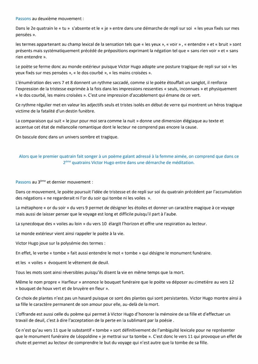 Analyse linéaire 15: Demain dès l'aube
En 1856, Victor Hugo auteur romantique du 19e siècle, considéré comme le chef de file du mouvement ro
