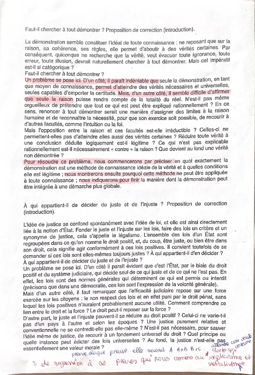 # Faut-il chercher à tout démontrer ? Proposition de correction (introduction).

La démonstration semble constituer l’idéal de toute connais