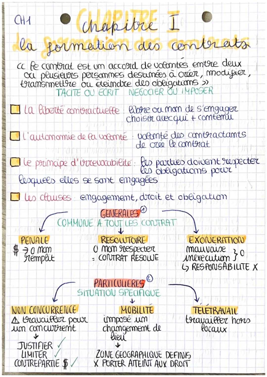 CH1
• chapitre I
la formation des contrats

cc Pe combrat est um accord de volontes entre deux
ou plusieurs persommes destumées à créer, mod