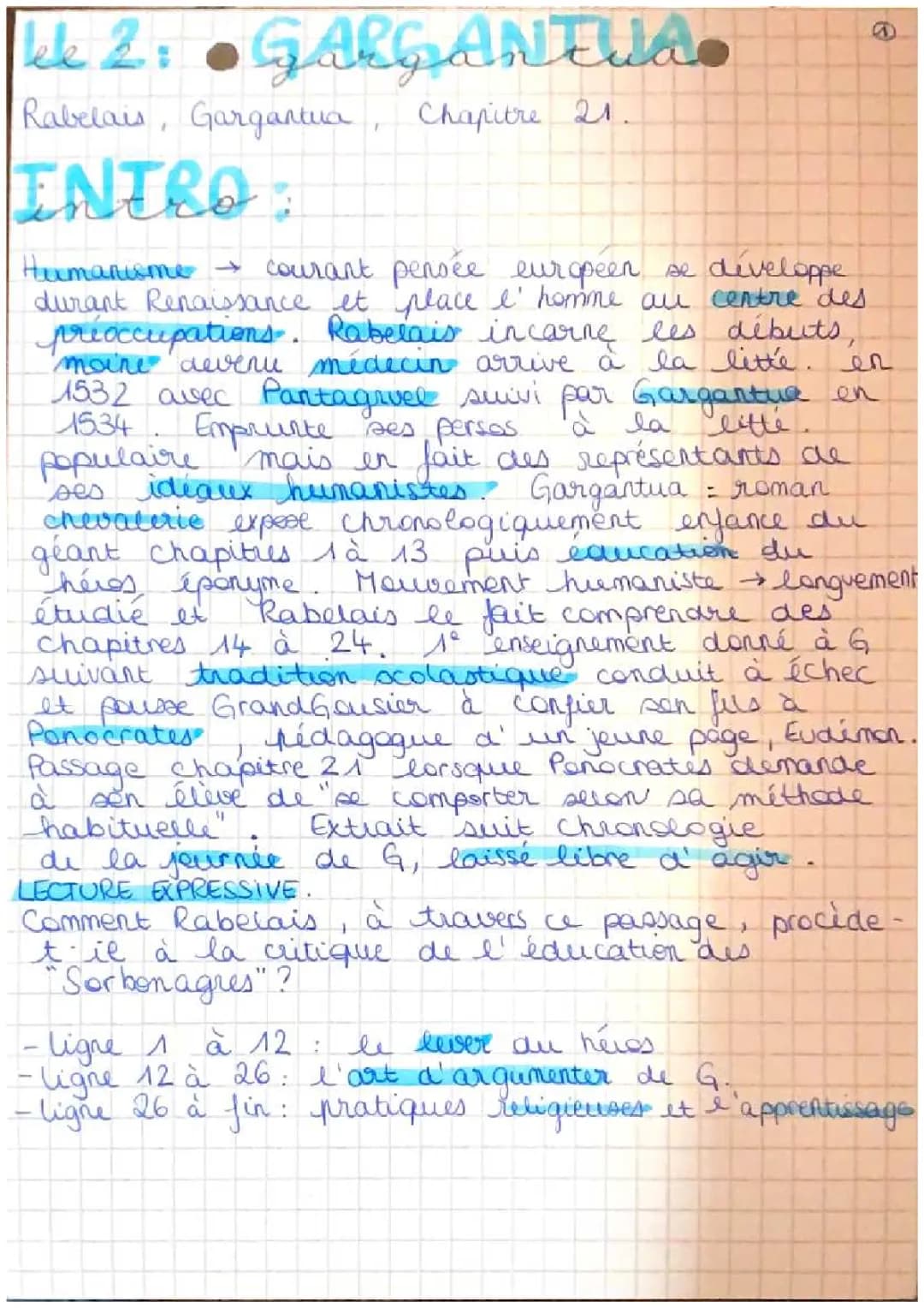 Analyse linéaire Gargantua 