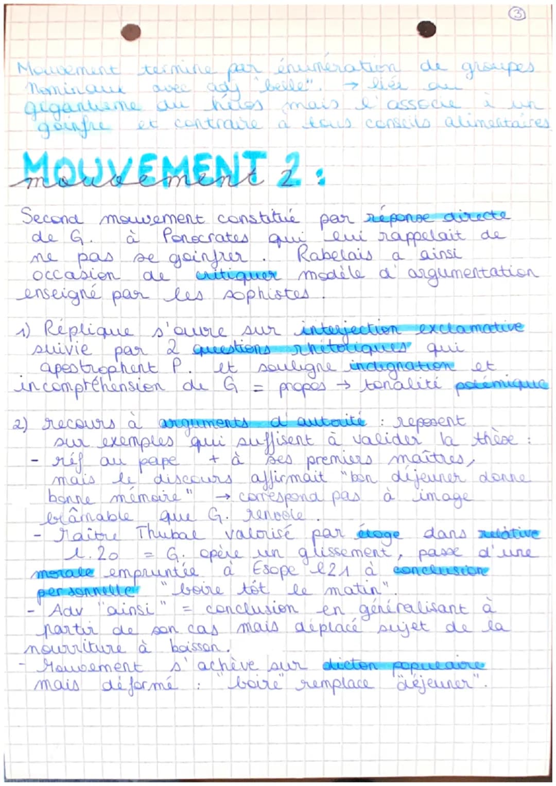 kele 2: ●GARGANTUA
Rabelais, Gargantua, Chapitre 21.
INTRO:
Humanisme → courant pensée europeen se développe
durant Renaissance et place I' 
