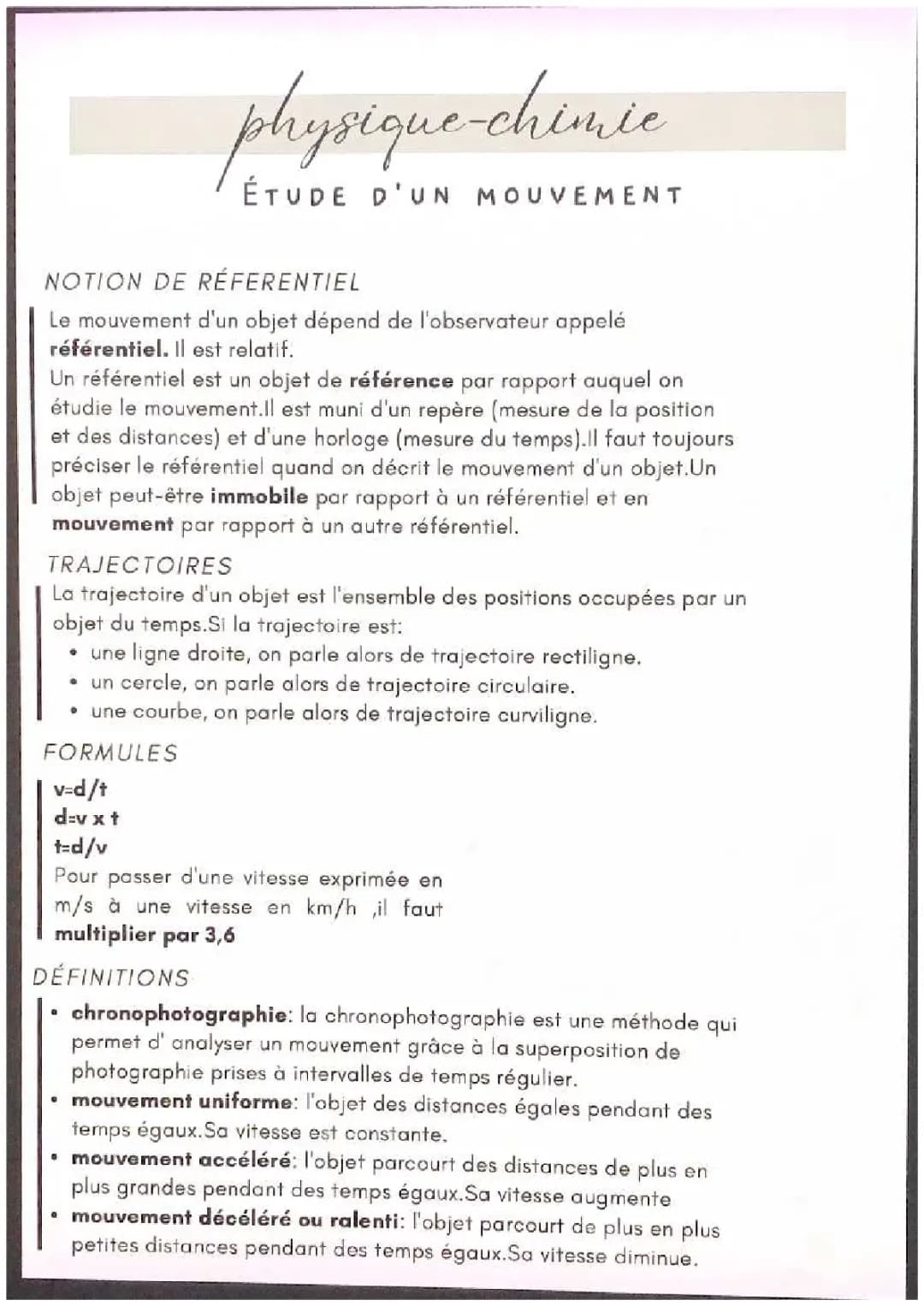 étude d’un mouvement 