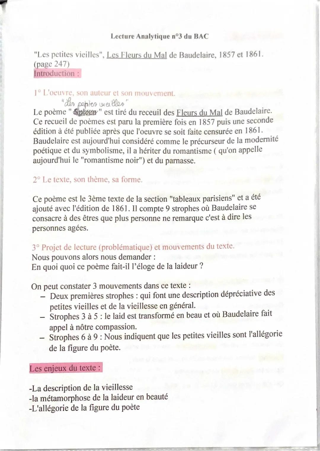 Les Petites Vieilles Baudelaire - Analyse et Commentaire Composé