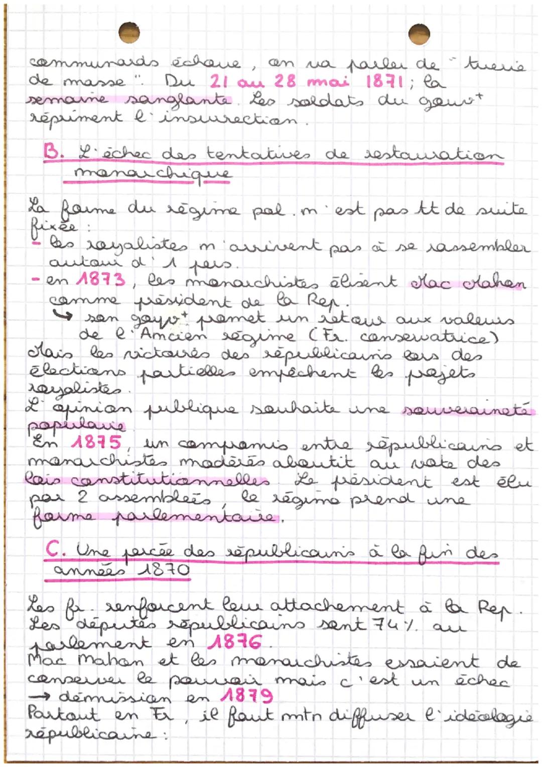 H6 - HISTOIRE

la mise en œuvre du
projet républicain

En 1871, la Er. et Paris sent plongées dans
une guerre civile entre partisans de cháp